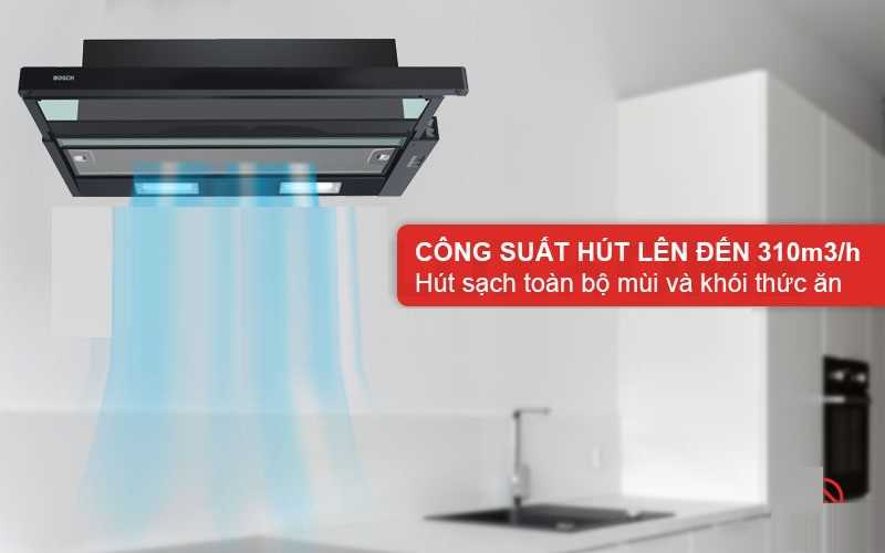 Công suất hút 310 m3/h hút sạch khói và mùi thức ăn, trả lại không khí tươi mát