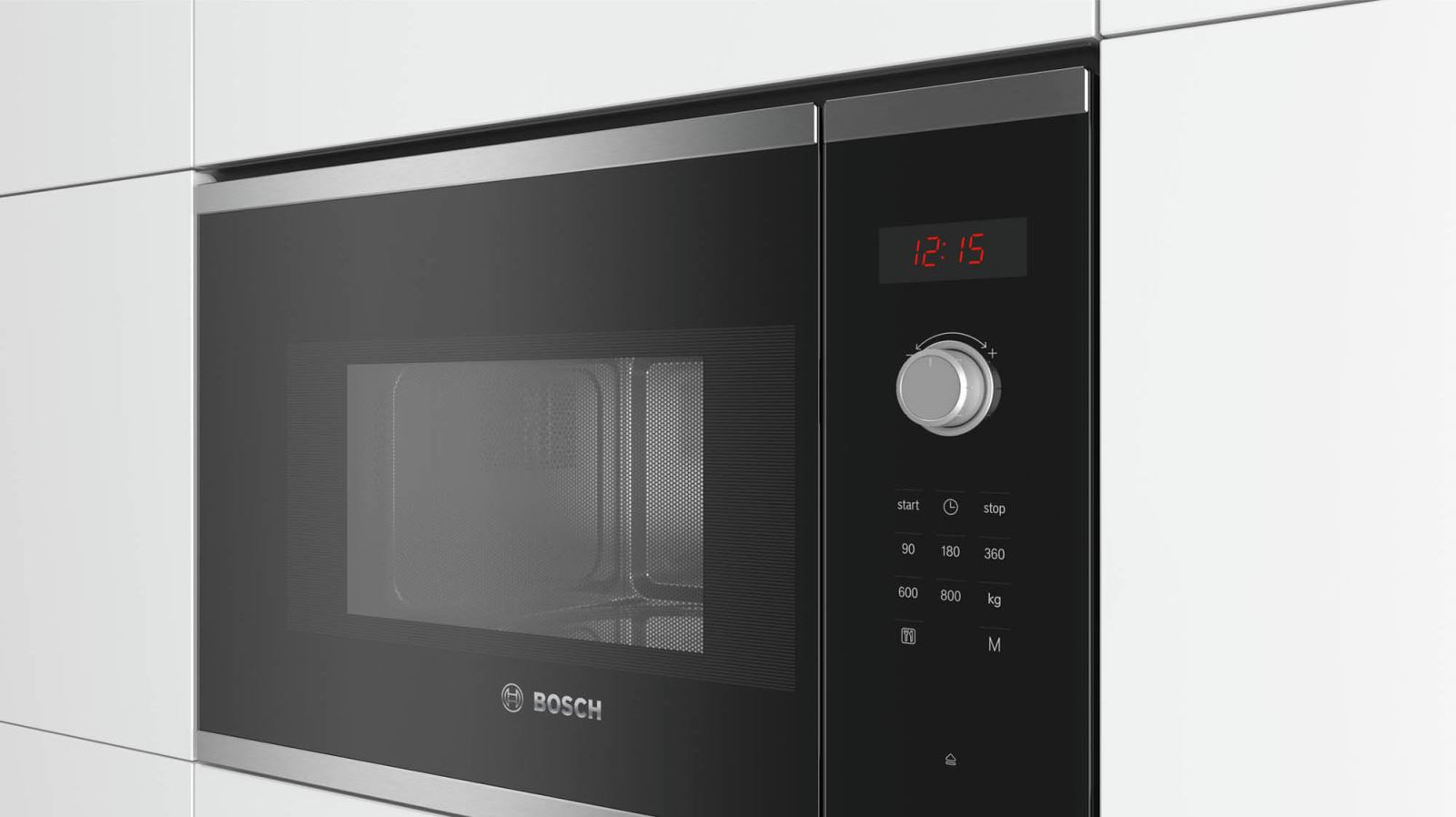 Bên trong lò vi sóng Bosch BFL523MS0H là khoang lò nơi để thức ăn cần được nấu hay làm nón