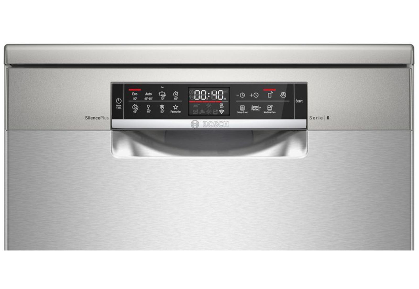 Máy rửa bát Bosch độc lập SMS6ECI93E được thiết kế với kiểu dáng vuông vức, chắc chắn