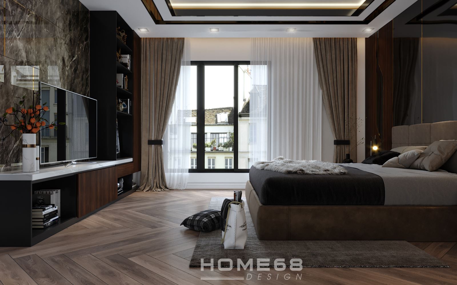View nhìn từ cửa sổ lớn là điểm cộng rất lớn cho căn phòng