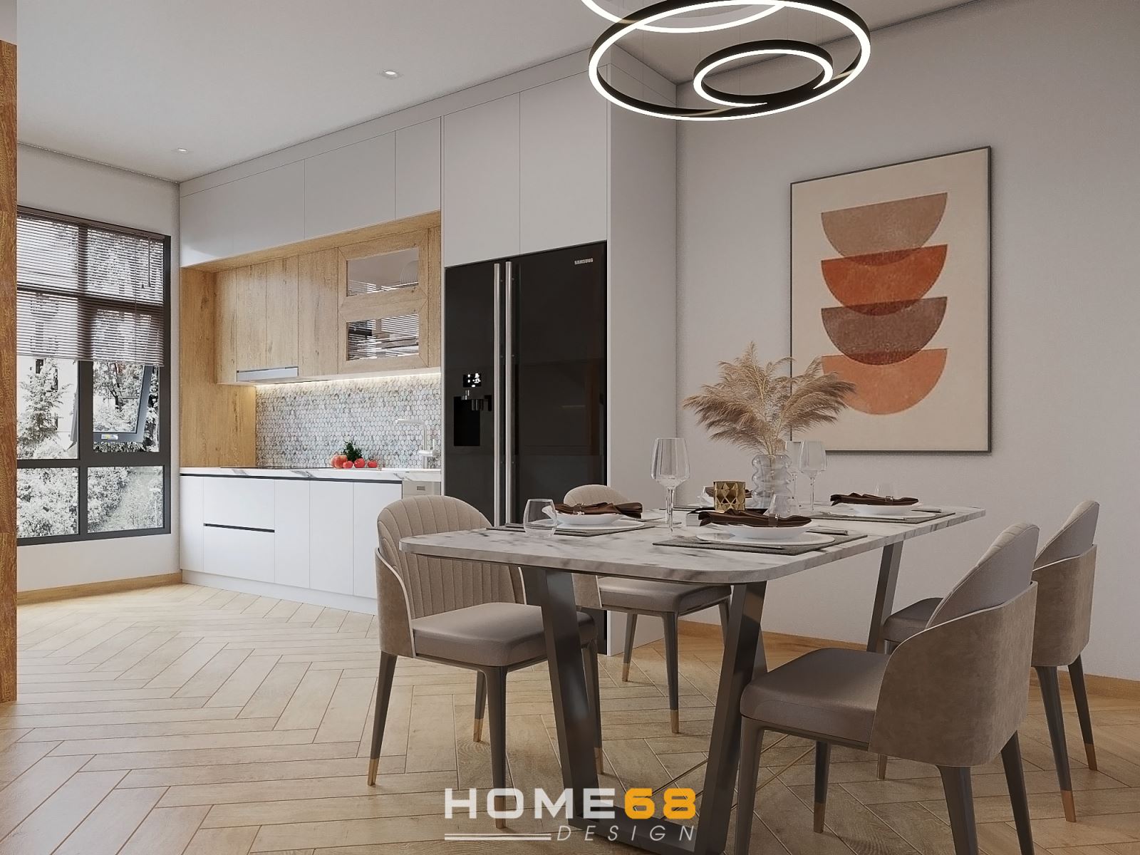 Thiết kế nội thất phòng bếp hiện đại, tiện nghi - HOME68