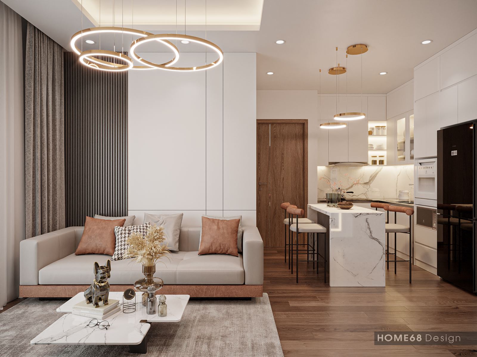 Kiến trúc sư HOME68 đã thiết kế, sắp xếp nội thất một cách hài hòa, ăn khớp