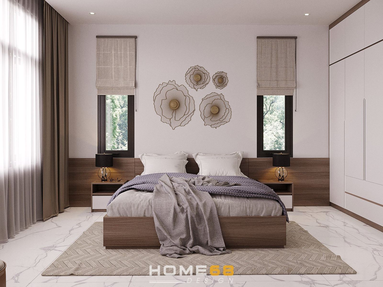 Thiết kế nội thất phòng ngủ ông bà hiện đại, ấm cúng- HOME68