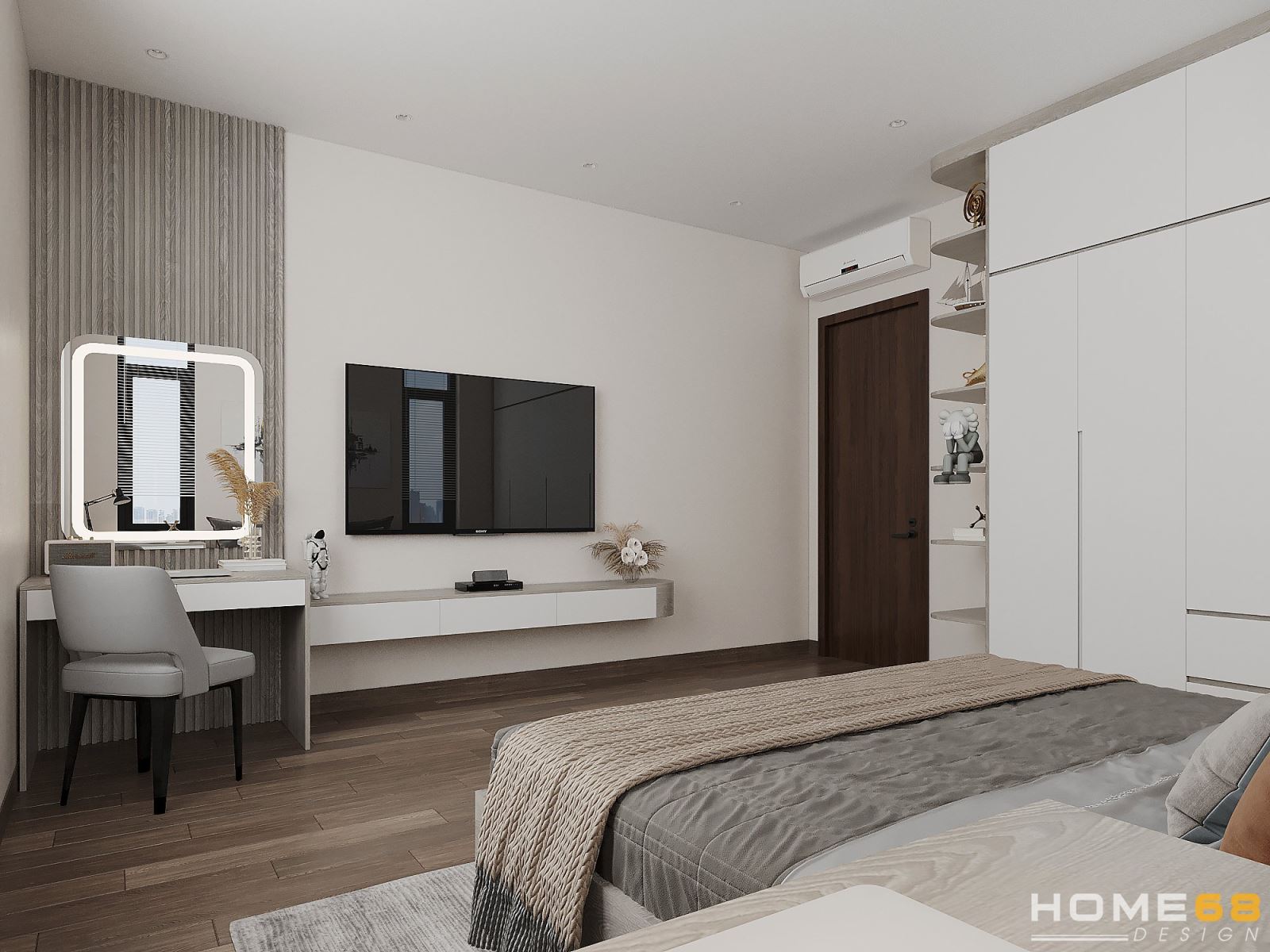 Nội thất phòng ngủ với tone màu xám đầy độc đáo, thu hút - HOME68