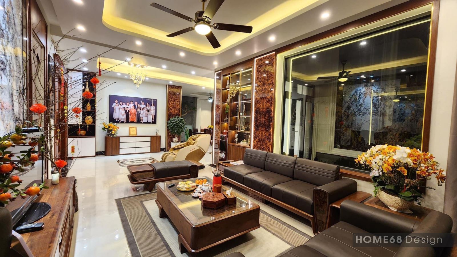 Thiết kế nội thất phòng khách phong cách đồng gia đẹp, ấn tượng tại Thủy Nguyên- Hải Phòng