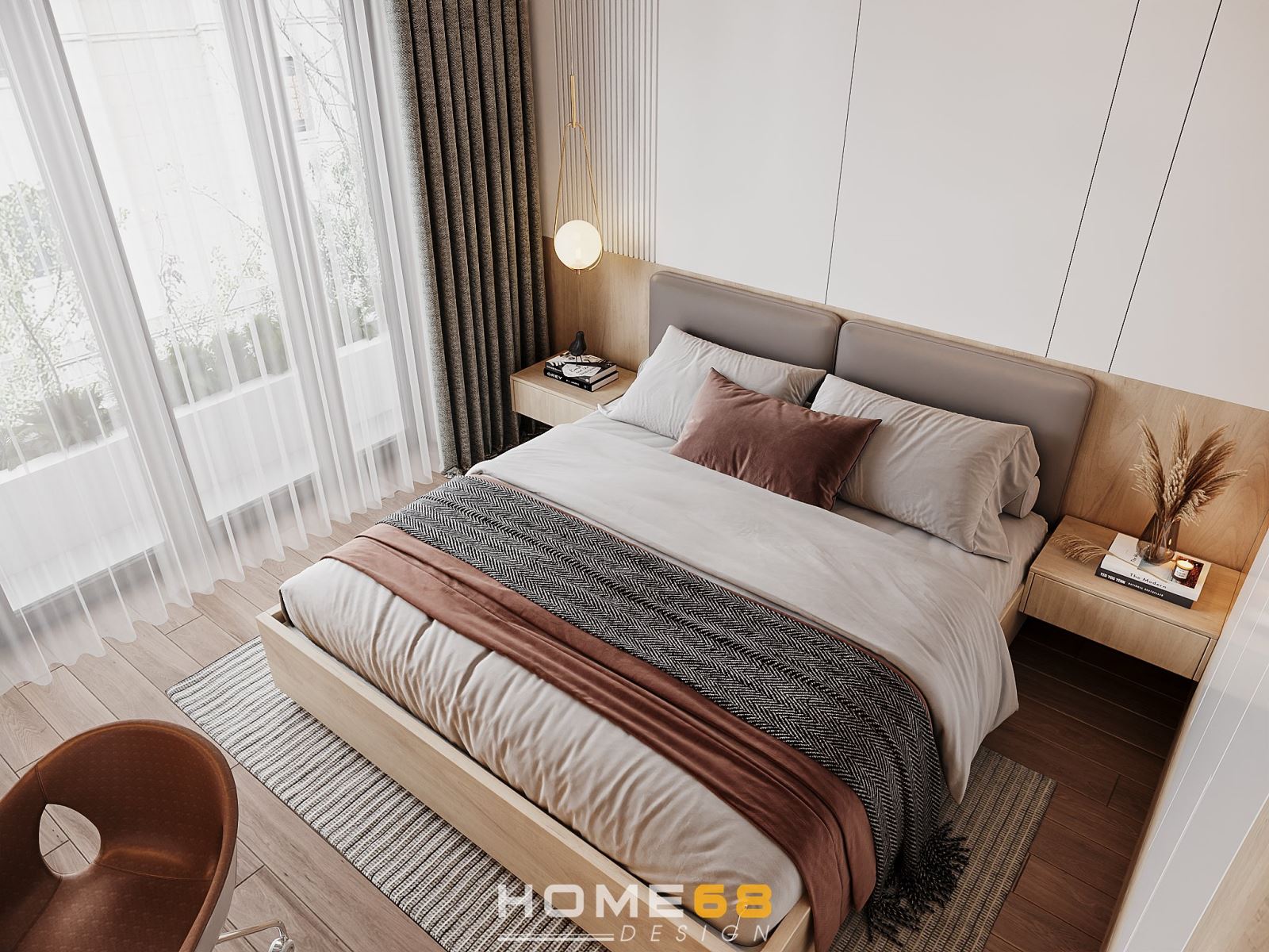 Nội thất trong không gian được thiết kế mang đặc trưng của phong cách hiện đại 