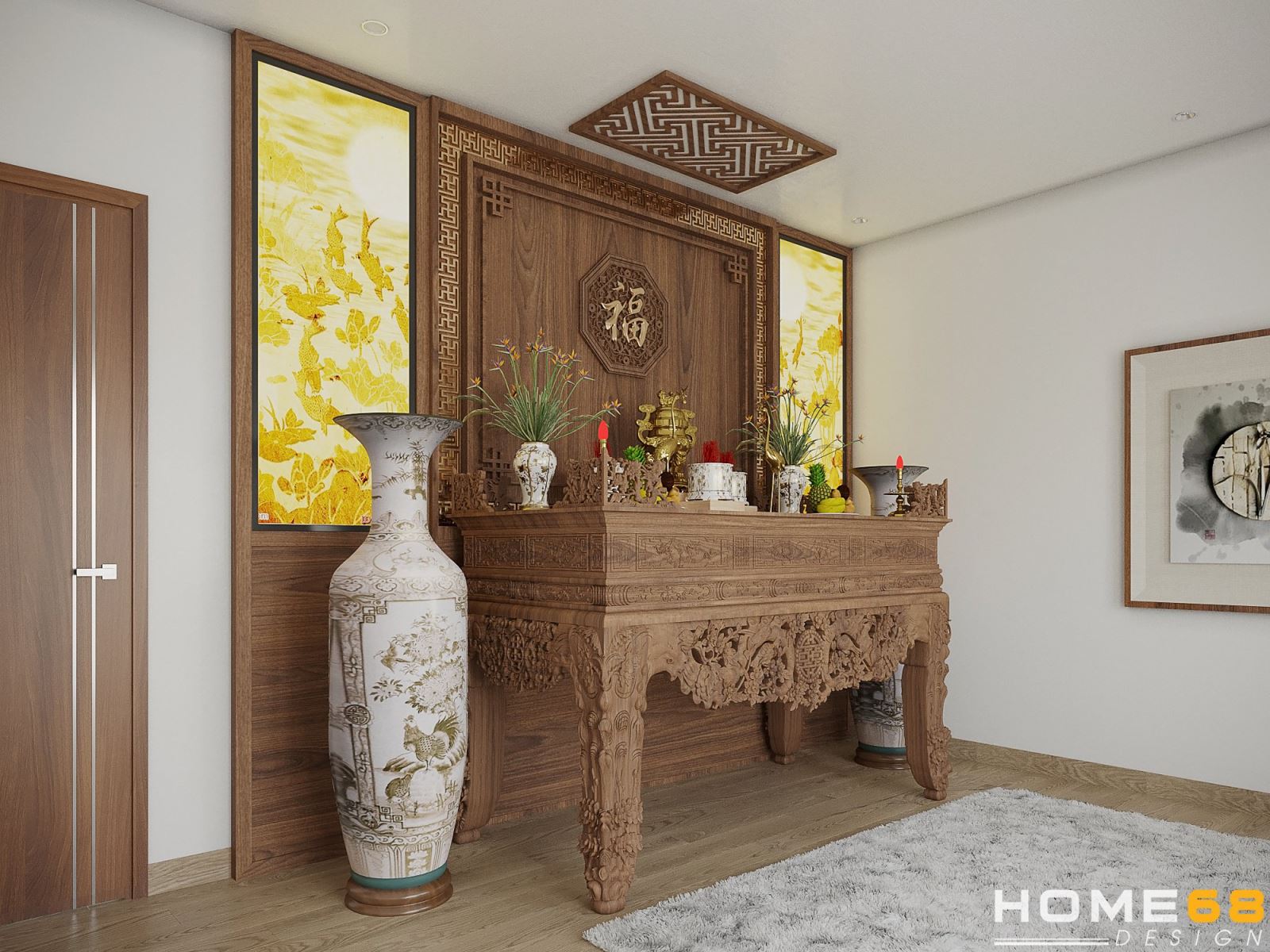 Dự án thiết kế nội thất phòng thờ trang trọng, hiện đại
