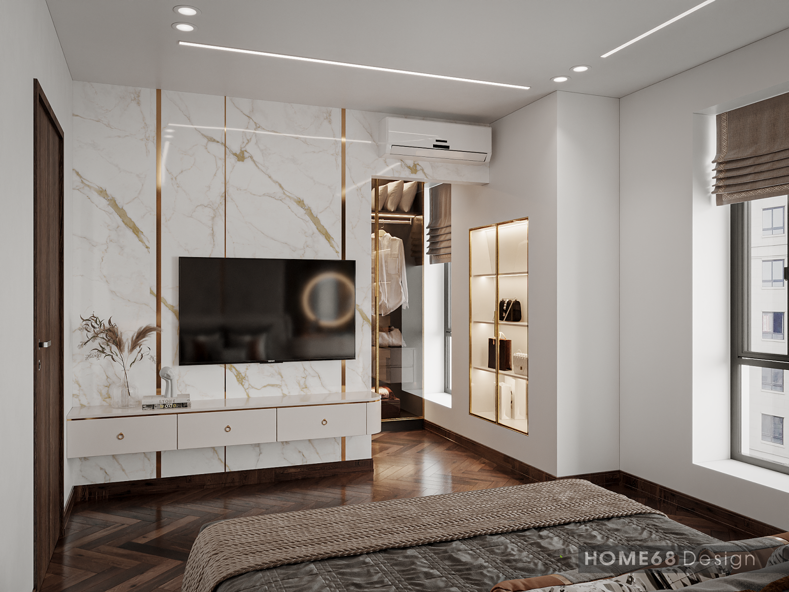 HOME68 thiết kế nội thất phòng ngủ master hiện đại, đẳng cấp Hải Phòng