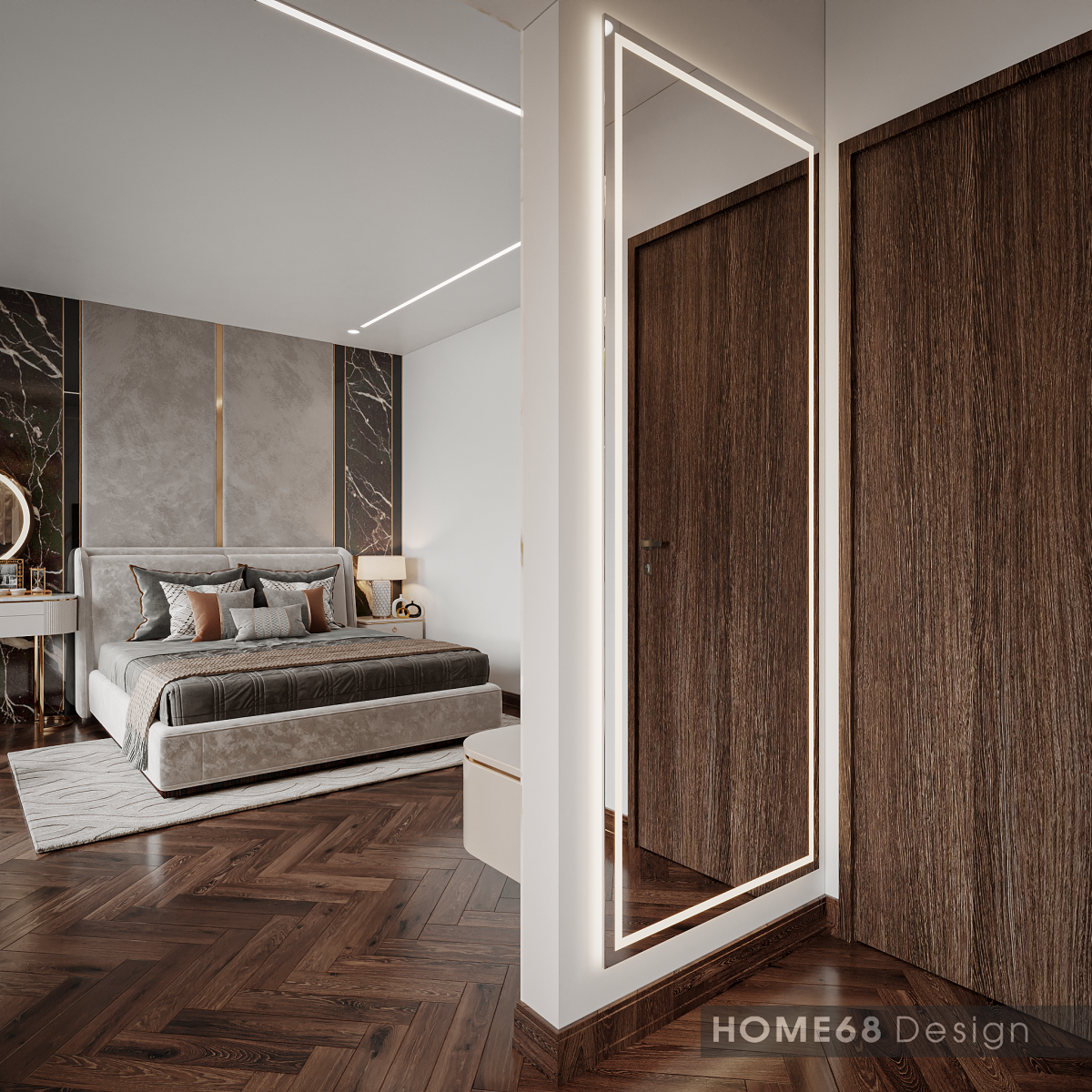 HOME68 thiết kế nội thất phòng ngủ hiện đại, tinh tế, tiện nghi
