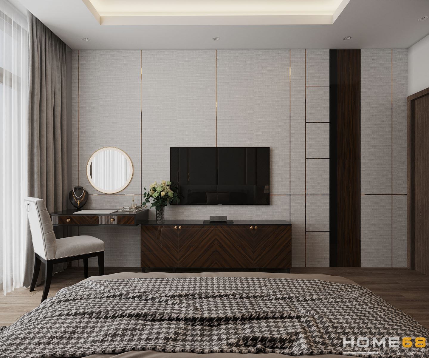 Căn phòng ngủ con gái có đầy đủ tiện nghi cùng lối thiết kế sang trọng, thanh lịch