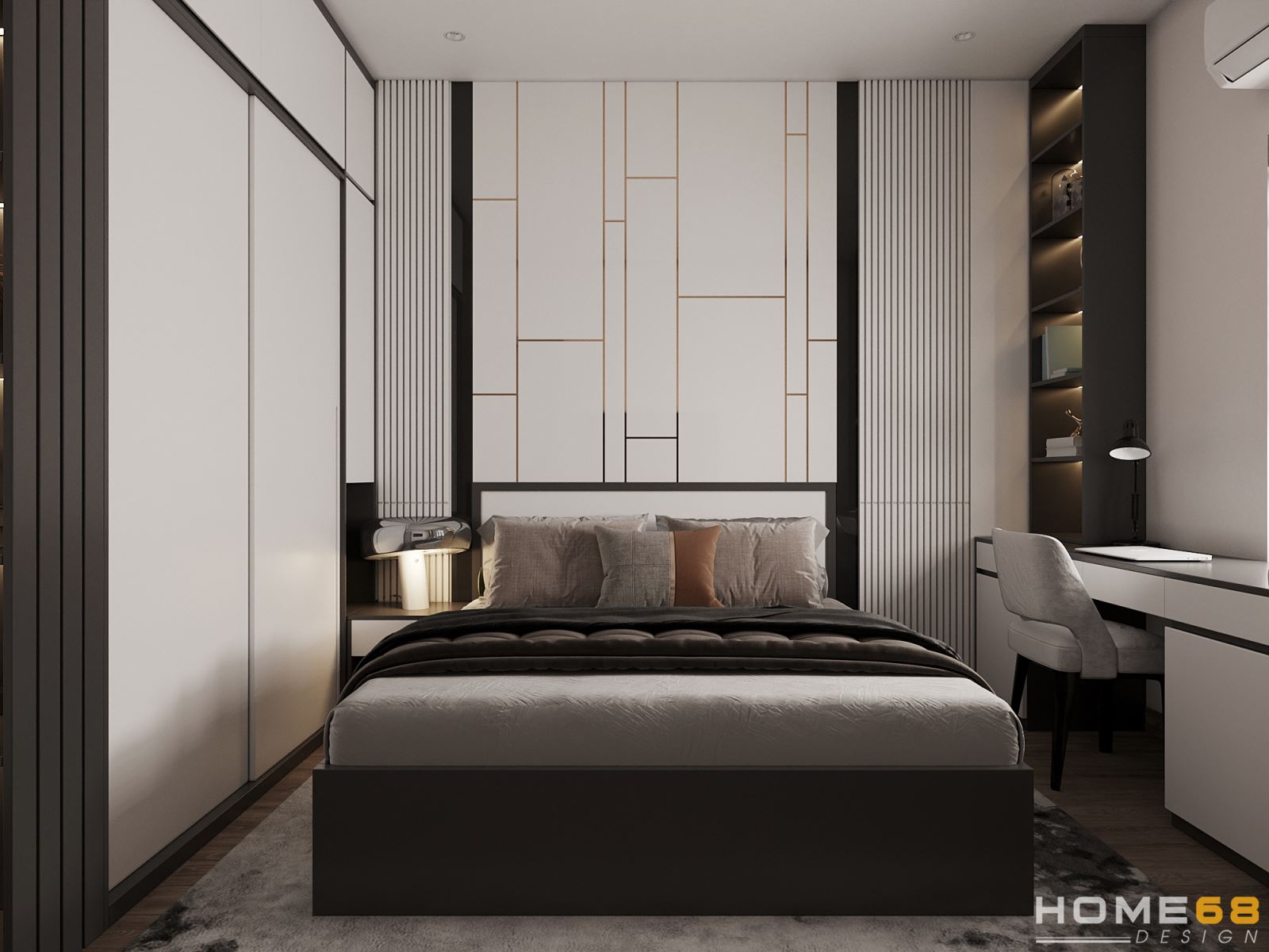 Thiết kế nội thất phòng ngủ con trai tân cổ luxury đẹp, thu hút