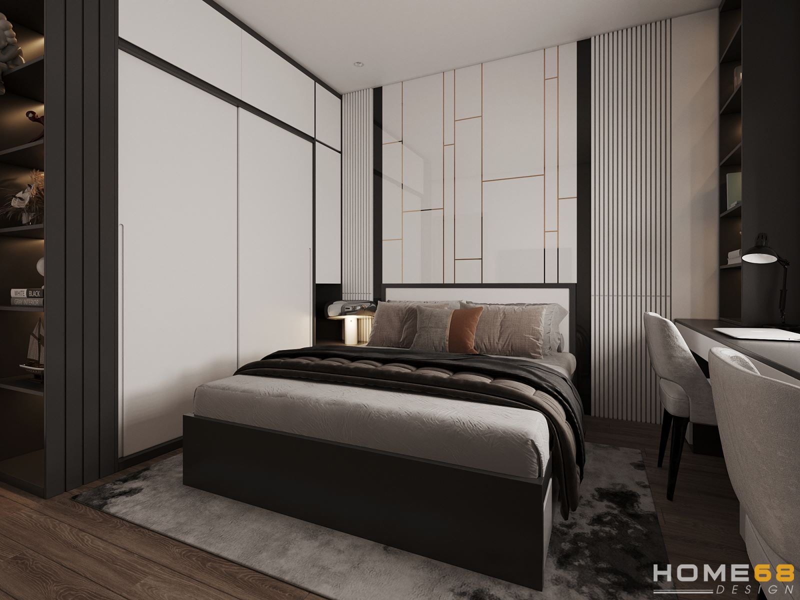 HOME68 thiết kế nội thất phòng ngủ tân cổ luxury đẹp, ấn tượng