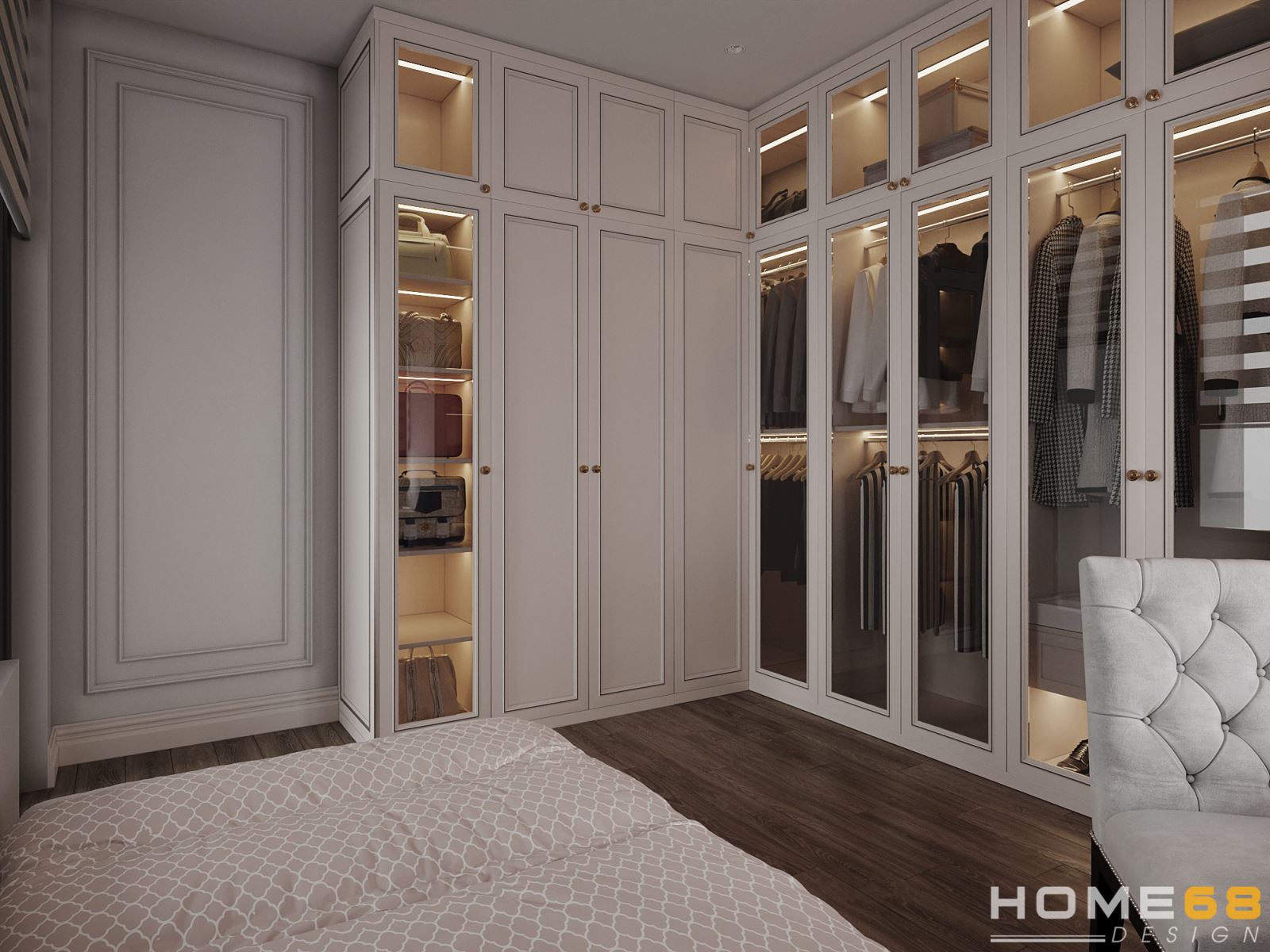 Mẫu thiết kế phòng thay đổ phong cách tân cổ luxury đẹp, thu hút