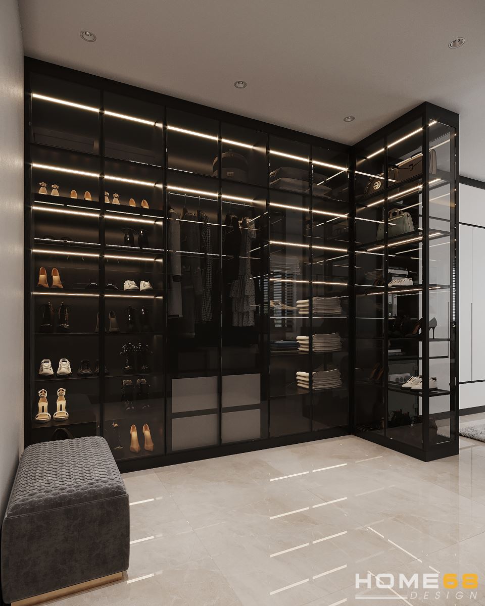HOME68 thiết kế nội thất phòng thay đồ hiện đại, tiện nghi 