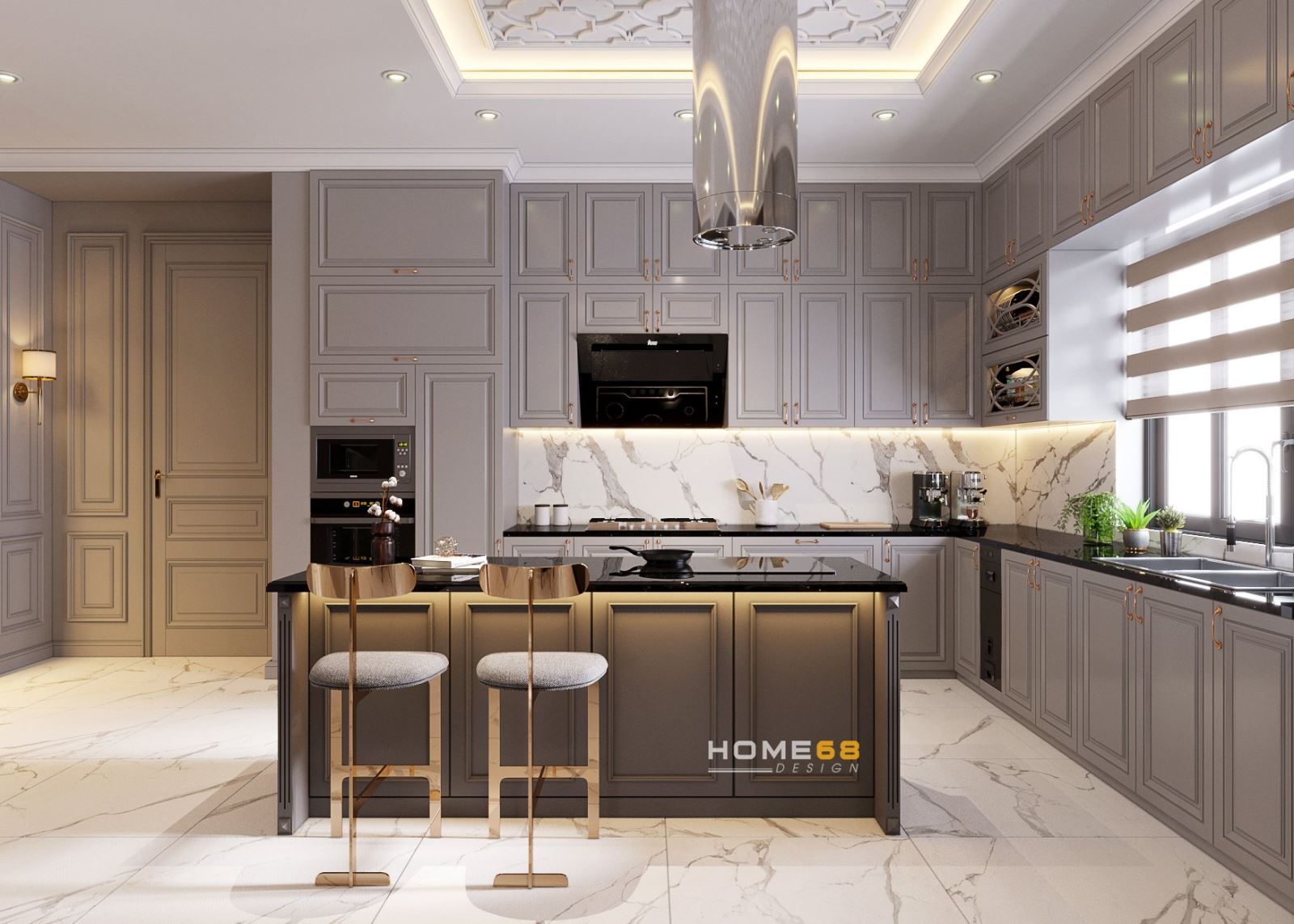 Hệ thống tủ bếp với chất liệu gỗ cao cấp, tiện nghi, bền bỉ với thời gian- HOME68