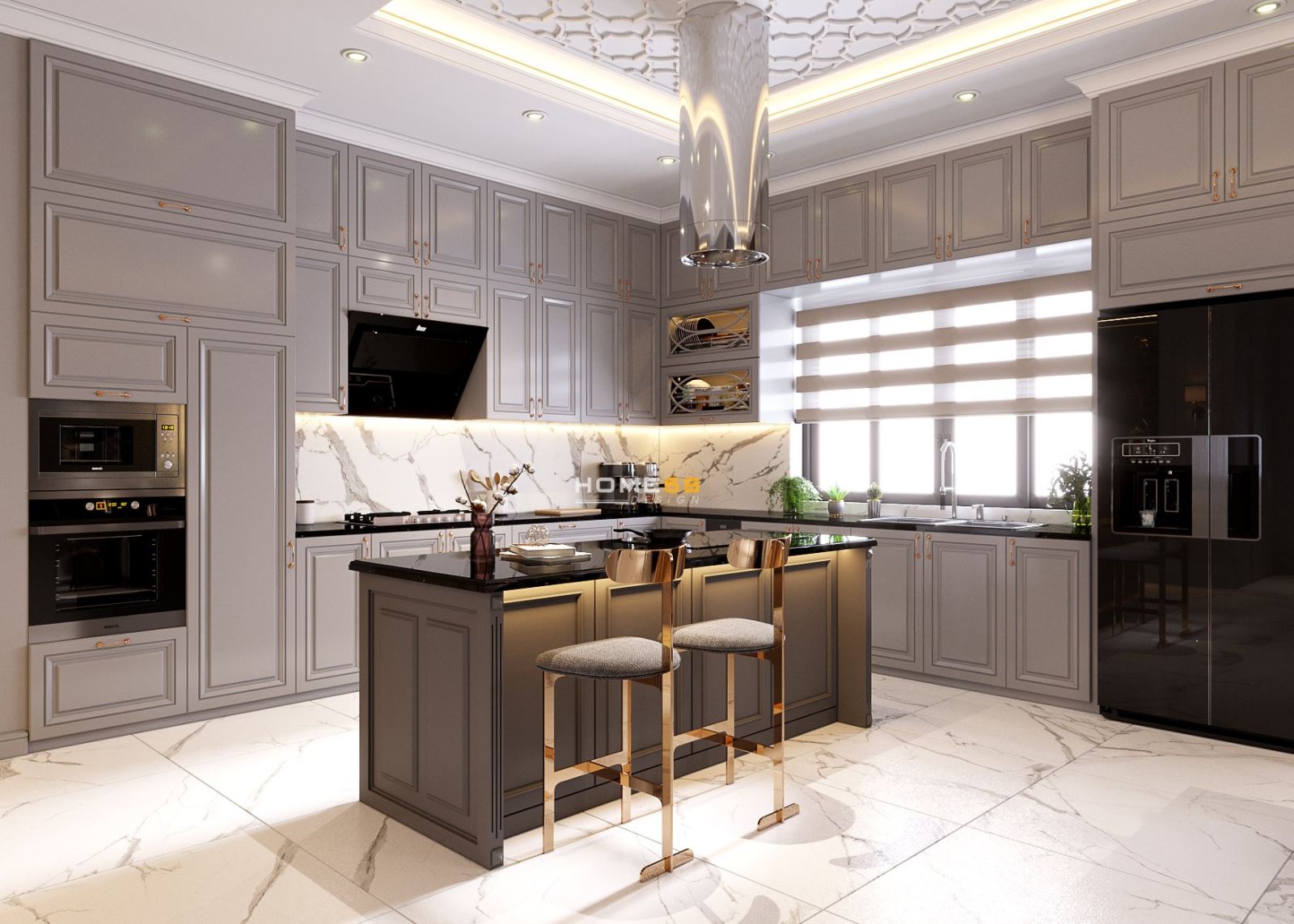 Thiết kế nội thất bếp tân cổ điển sang trọng, tinh tế- HOME68