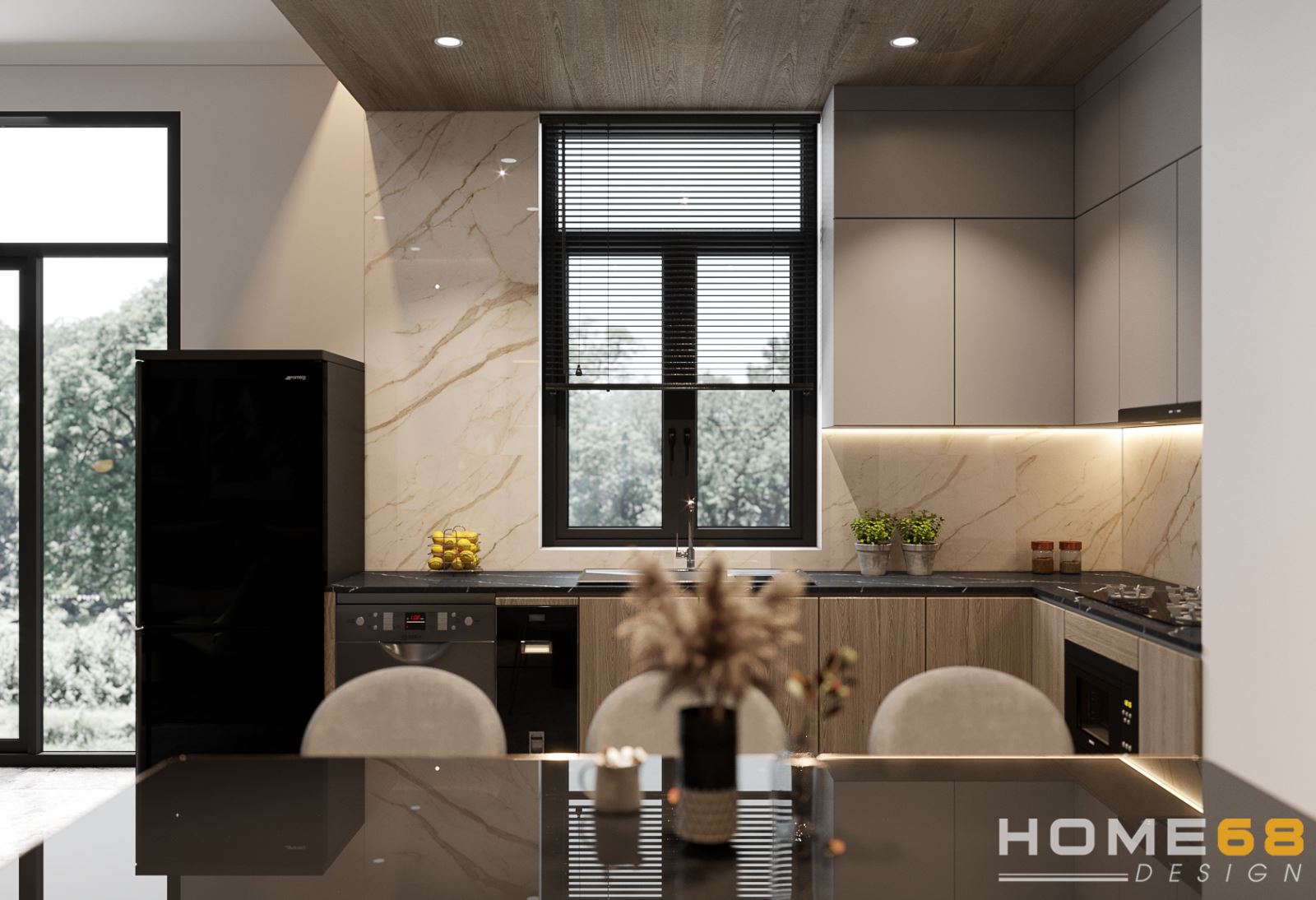 Phòng bếp với lối thiết kế hiện đại, tinh tế- Dự án thực hiện bởi HOME68