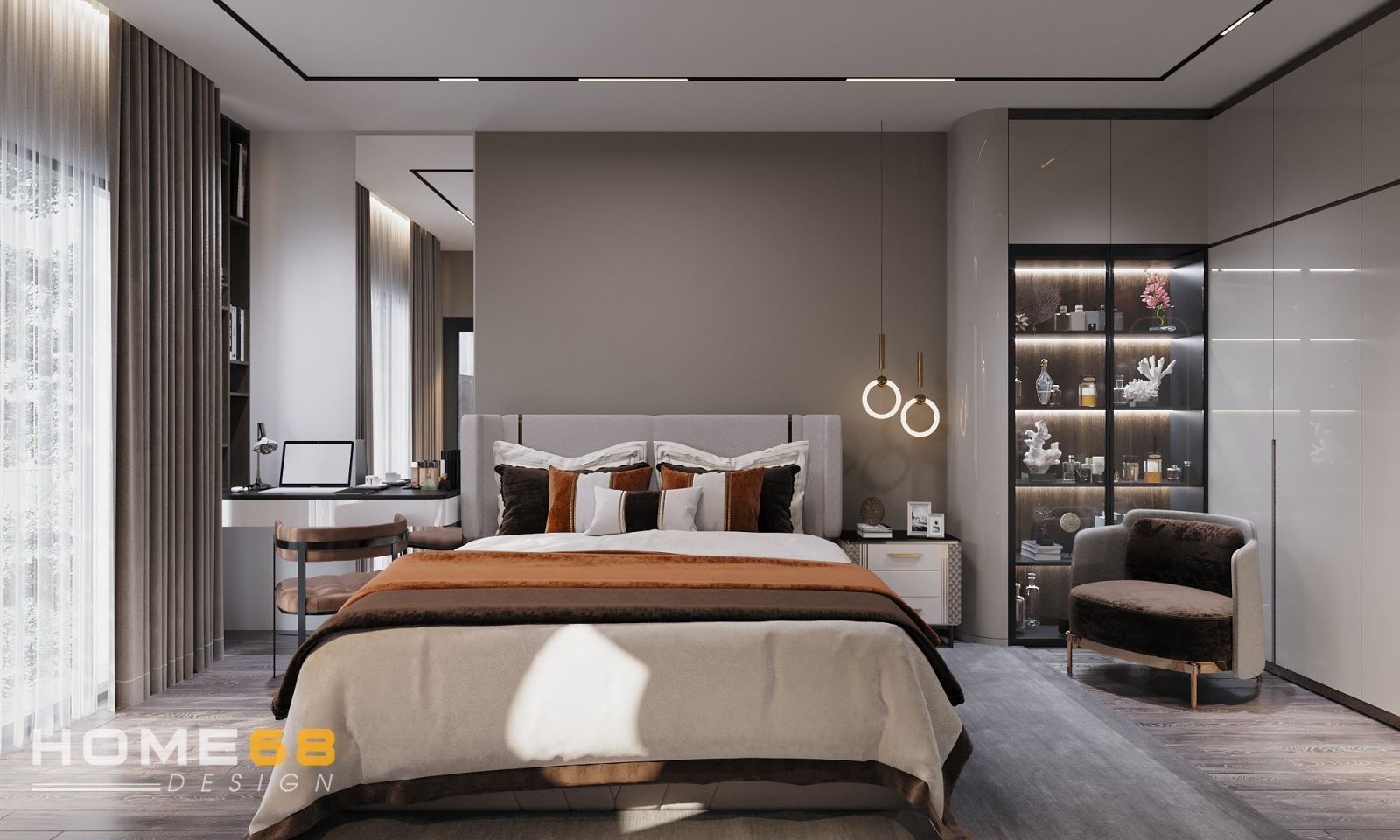 Thiết kế nội thất phòng ngủ master hiện đại, sang trọng- HOME68