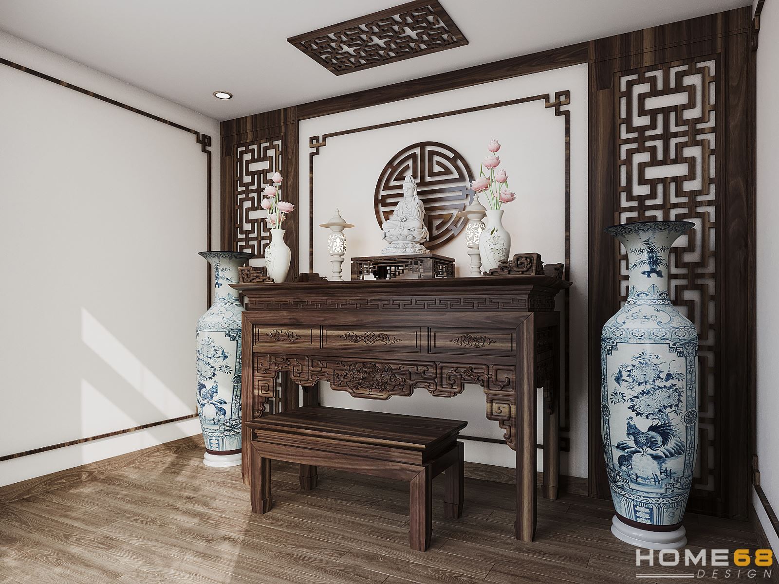 Mẫu thiết kế nội thất phòng thờ hiện đại, linh thiêng- HOME68