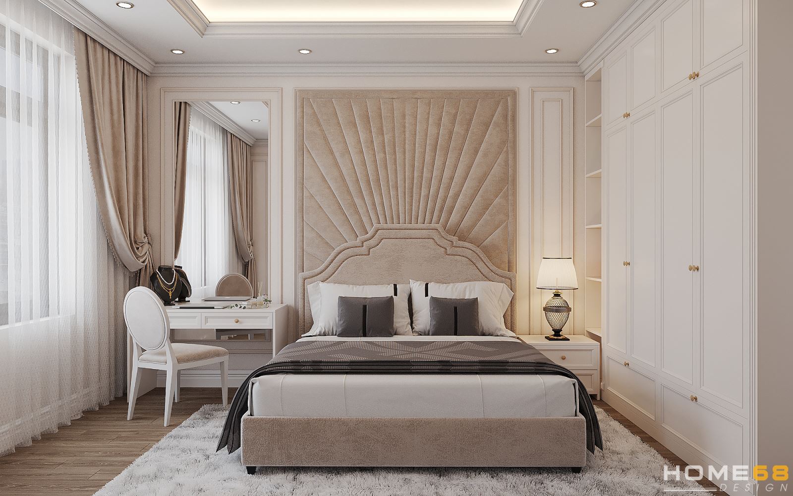 Thiết kế nội thất phòng ngủ master hiện đại, trang nhã- HOME68