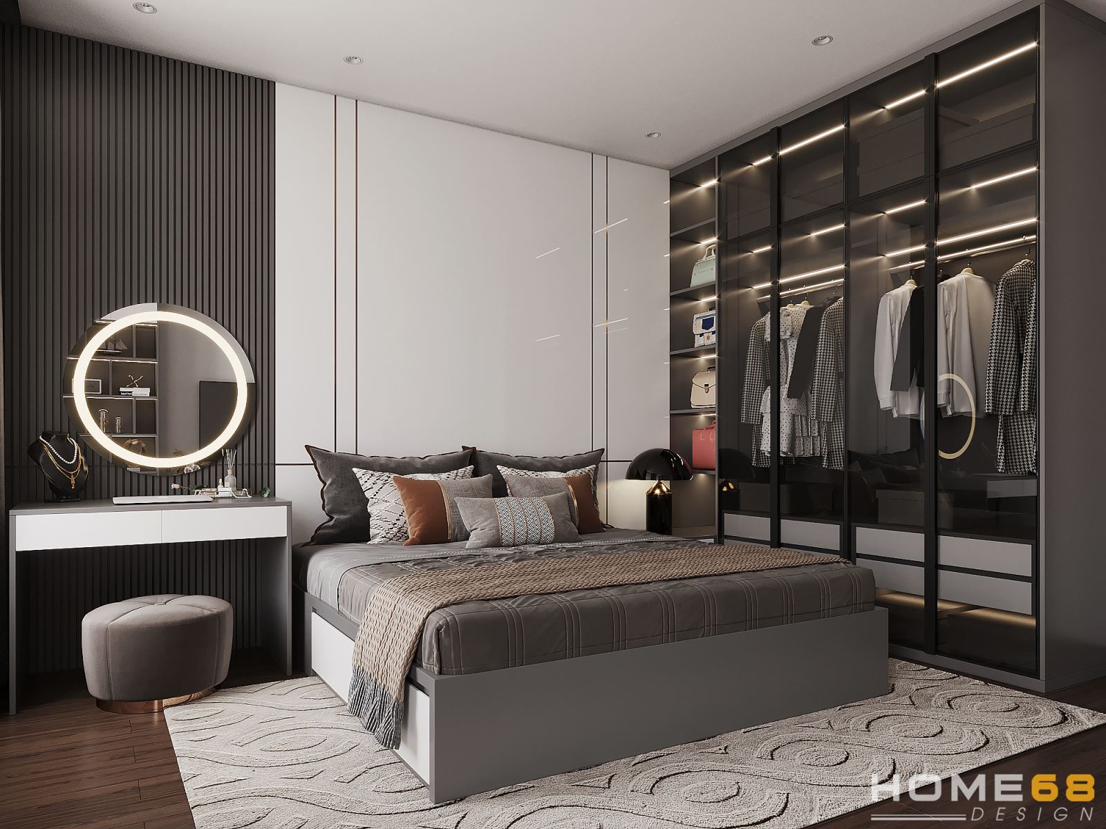 HOME68 thiết kế nội thất phòng ngủ master hiện đại, tinh tế