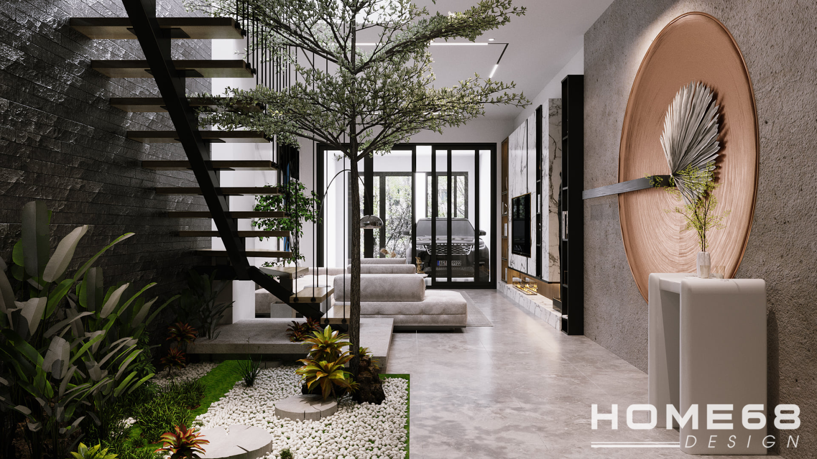 HOME68 thiết kế nội thất phòng khách hiện đại, đầy cuốn hút