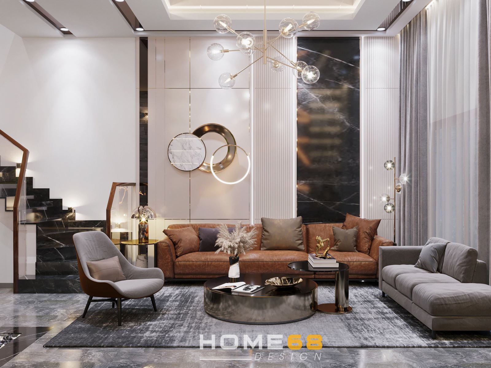 Chú ý đến màu sắc của sàn nhà để tổng thể căn phòng được hòa hợp và tinh tế hơn- HOME68