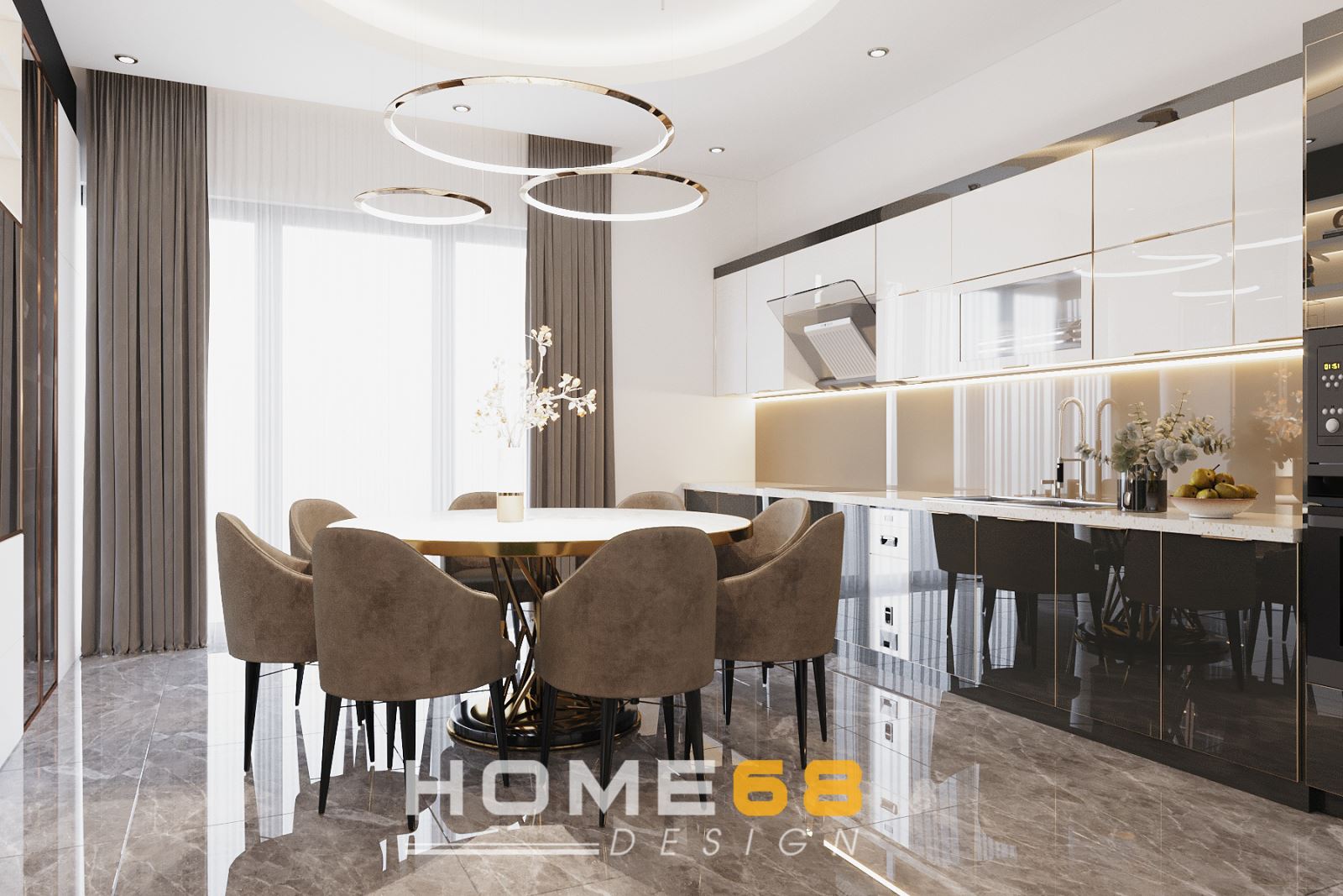 Thiết kế nội thất bếp hiện đại, cuốn hút- HOME68