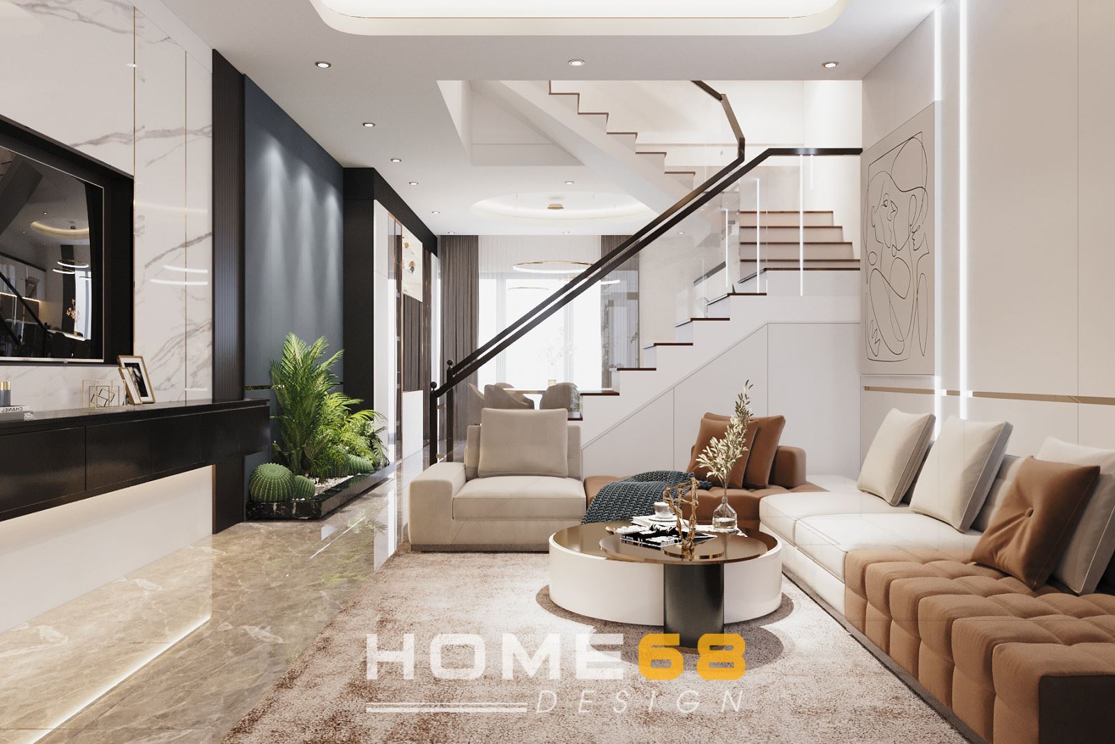 Phòng khách hiện đại, sang trọng thiết kế bởi HOME68