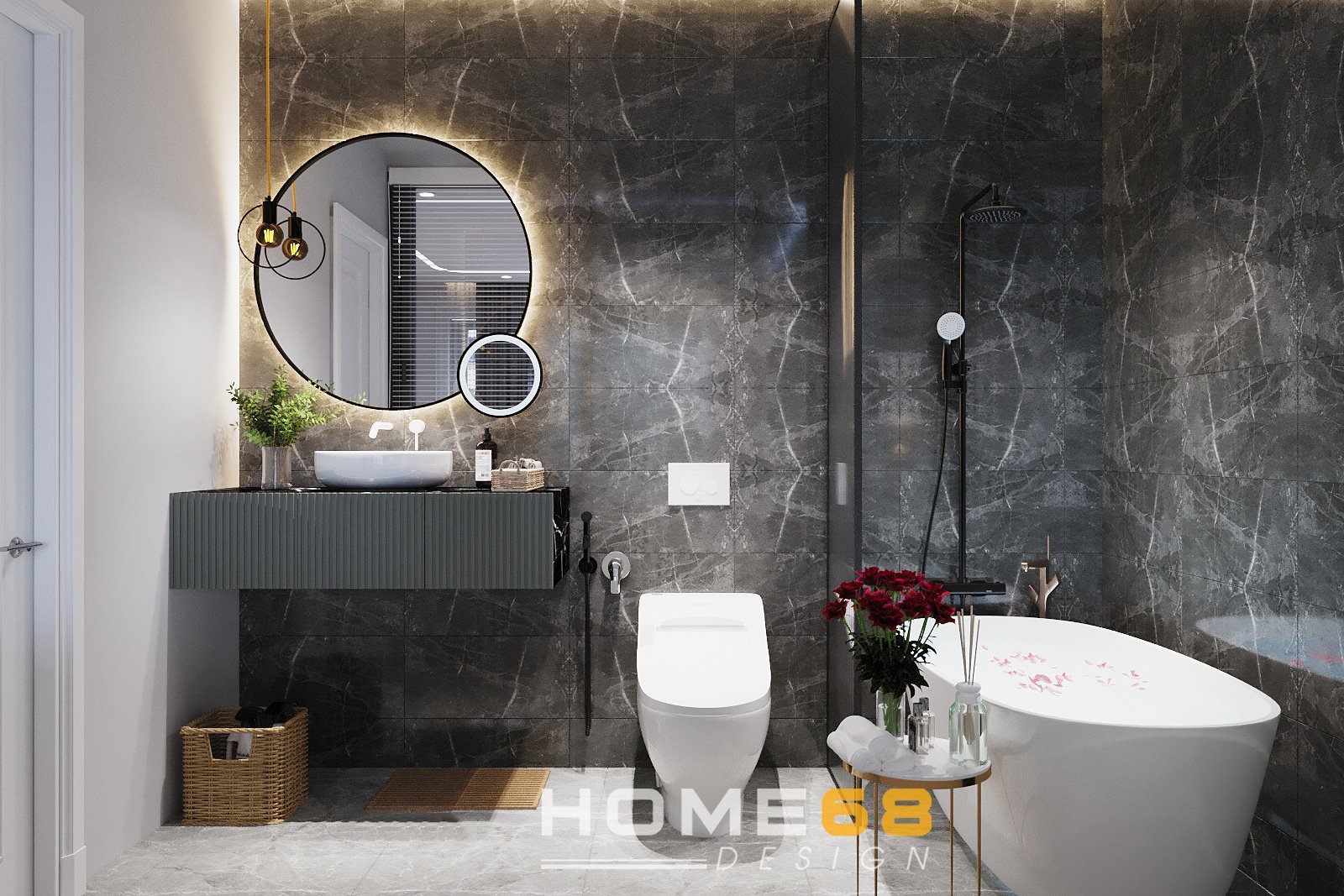 Nội thất nhà vệ sinh tầng 1 hiện đại, sang trọng- HOME68
