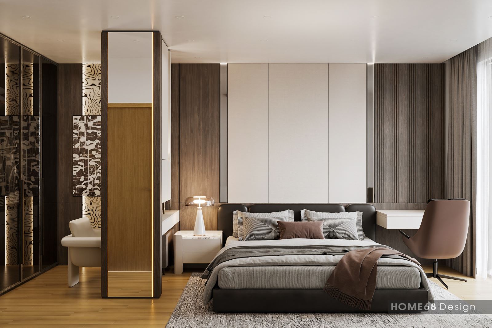 Thiết kế nội thất phòng ngủ master hiện đại, sang trọng- HOME68