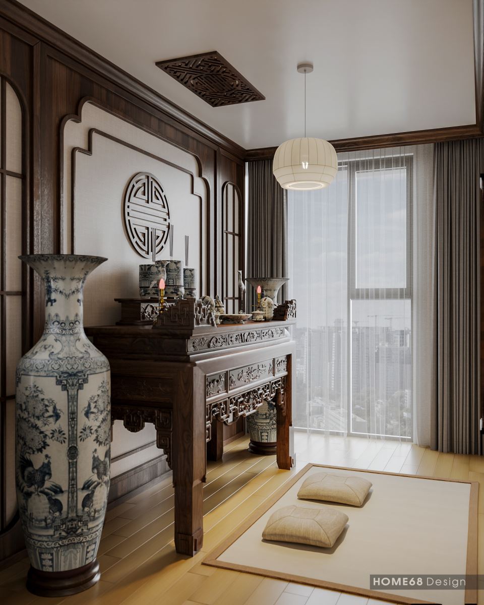 Thiết kế nội thất phòng thờ hiện đại, ấm cúng - HOME68