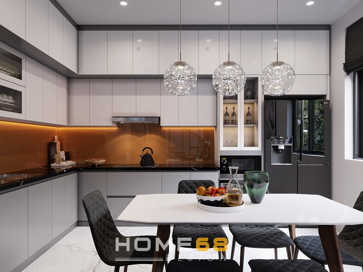 Hệ thống tủ bếp nhựa piocmat cánh phủ acrylic hiện đại, tinh tế