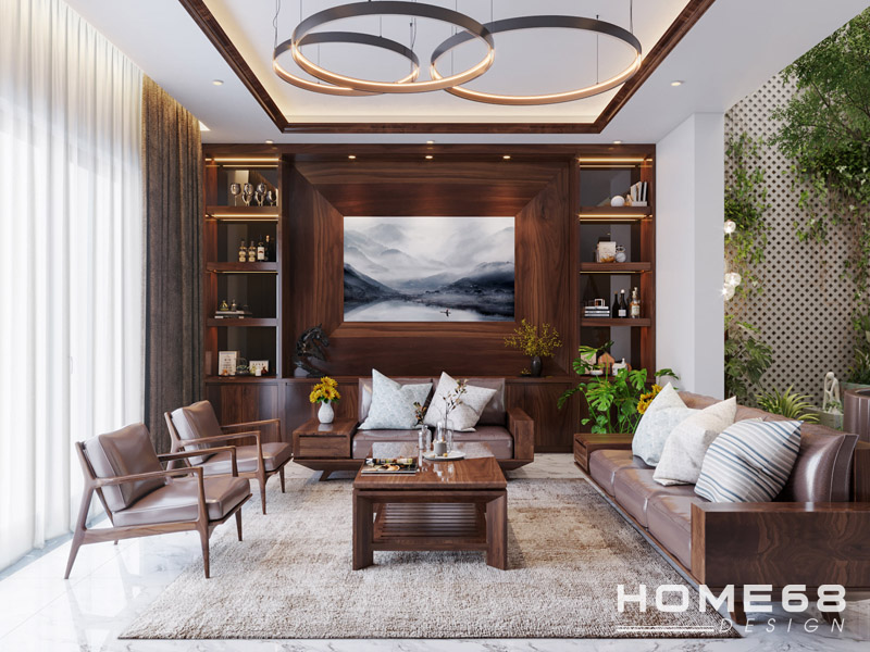 Thiết kế nội thất gỗ óc chó hiện đại, thanh lịch- HOME68