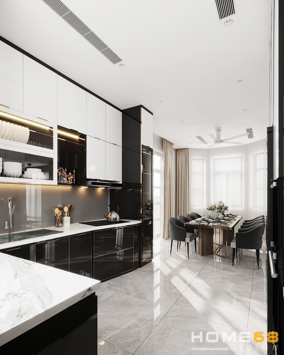 Thiết kế nội thất phòng bếp hiện đại, ấn tượng tại Vinhome Imperia Hải Phòng