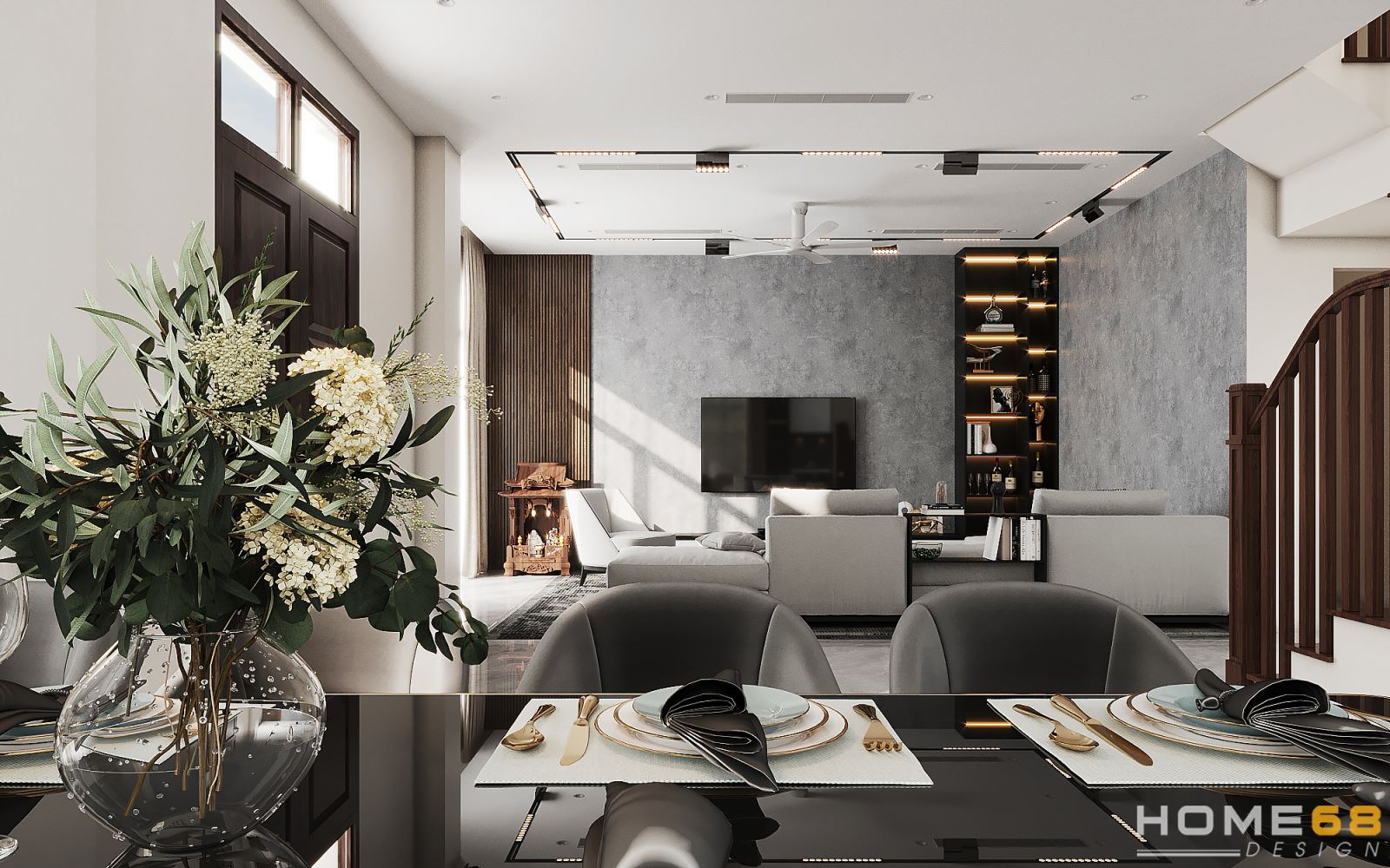 Mẫu phòng khách hiện đại, ấn tượng- Dự án của HOME68