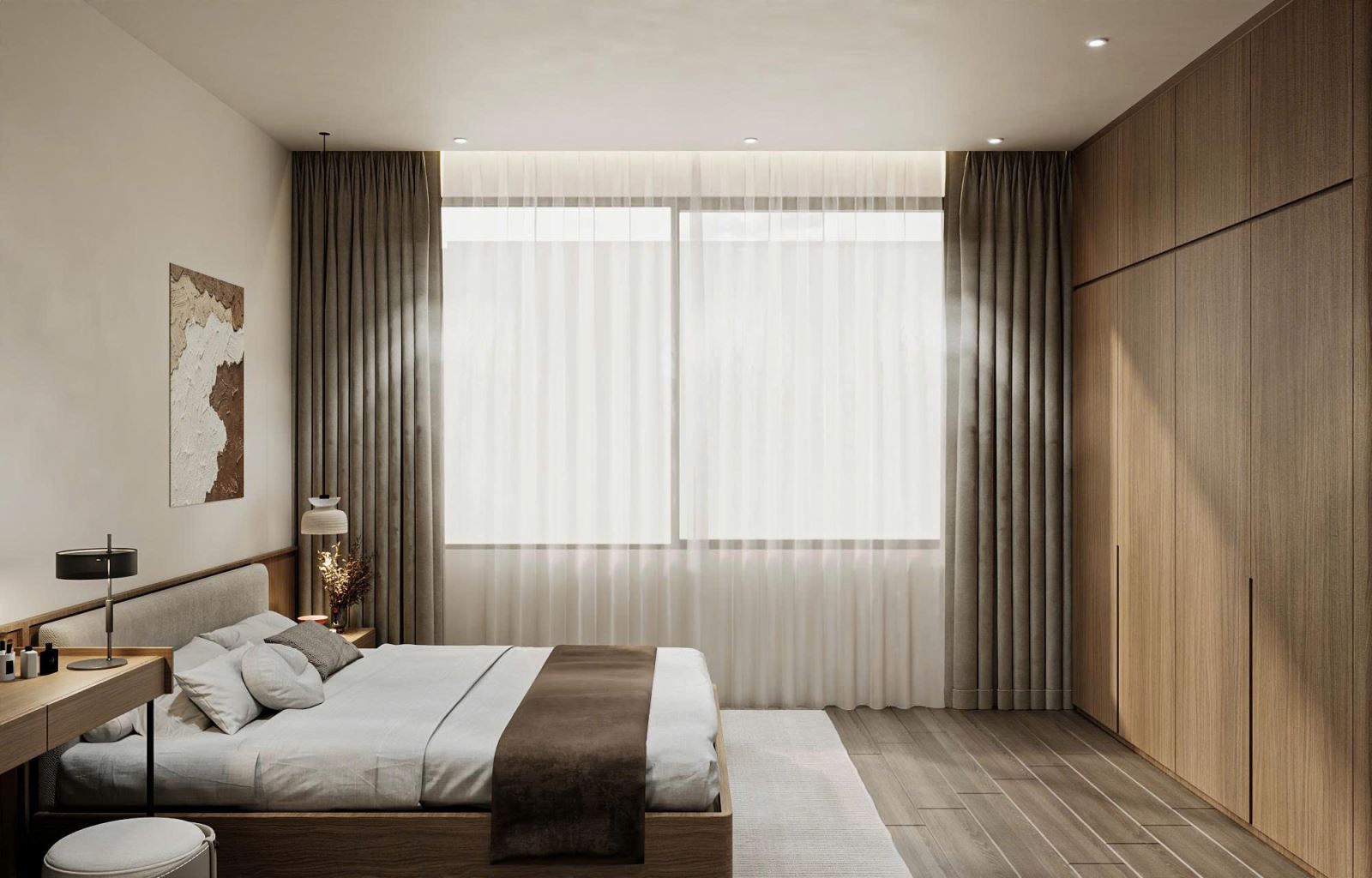 HOME68 thiết kế nội thất phòng ngủ hiện đại với gam màu thanh lịch