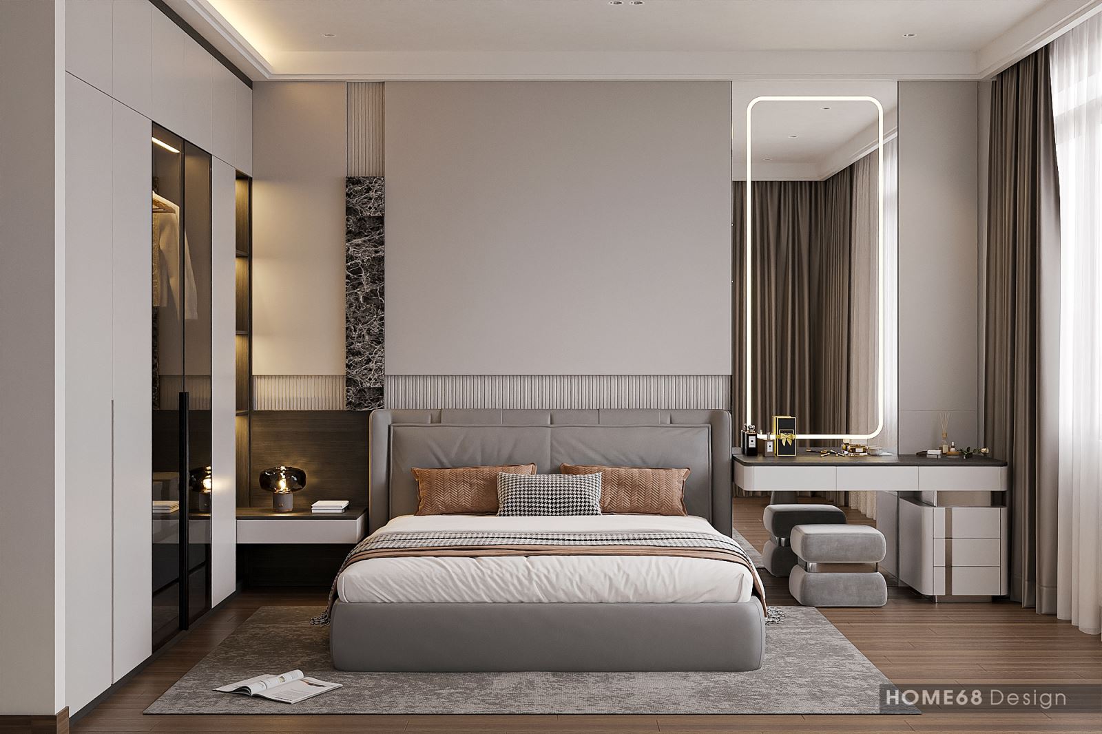 Thiết kế nội thất phòng ngủ master hiện đại, đẳng cấp