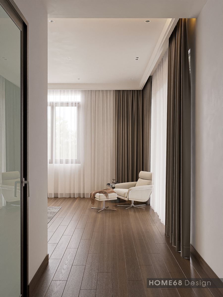 Phòng ngủ master với cửa số lớn khiến không gian vô cùng thoáng mát, thoải mái - HOME68