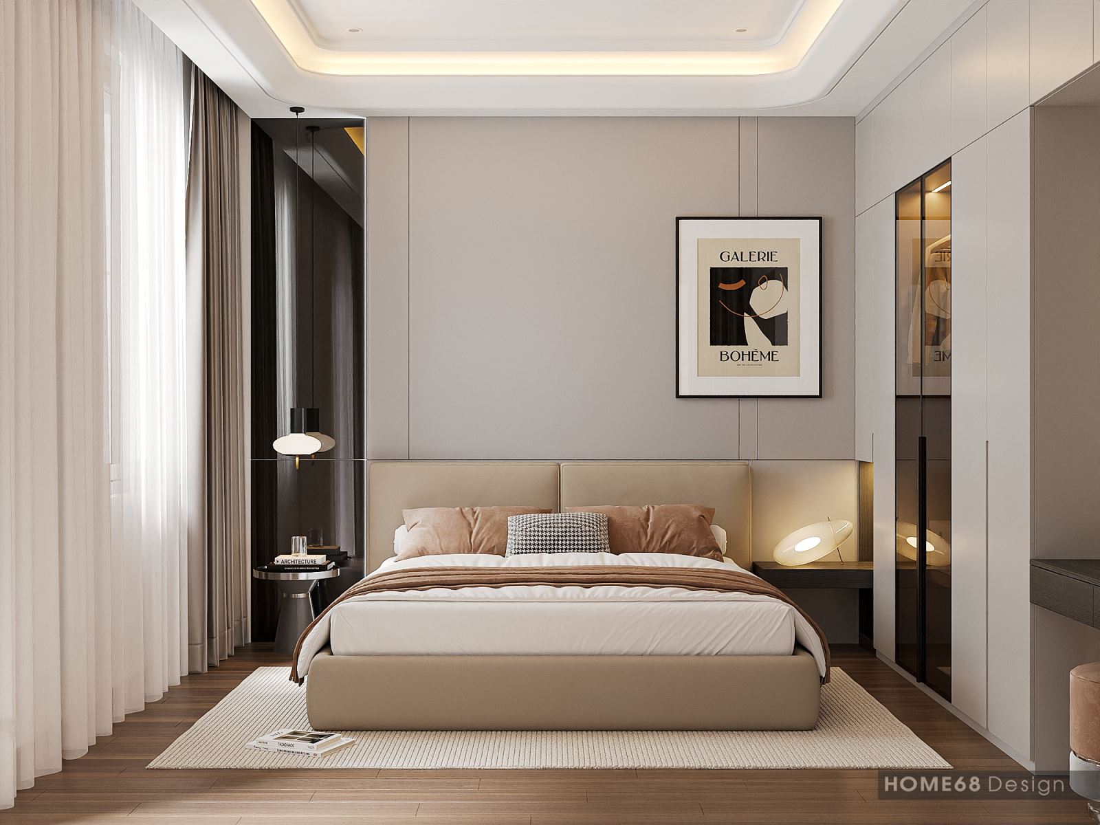 Thiết kế nội thất phòng ngủ hiện đại, tinh tế - HOME68