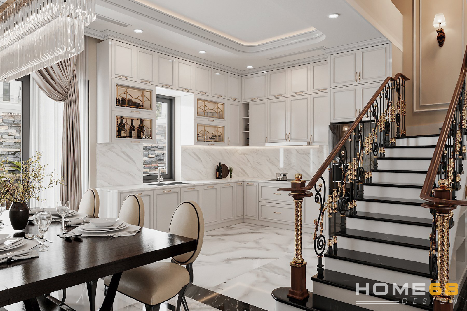 Mẫu thiết kế nội thất bếp tân cổ điển ấn tượng, đẳng cấp- HOME68