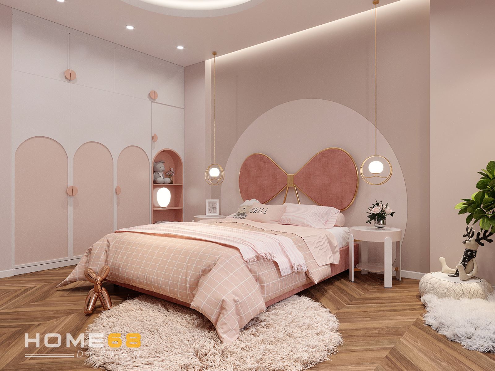 Phòng ngủ bé gái với giường ngủ độc đáo, cuốn hút- HOME68