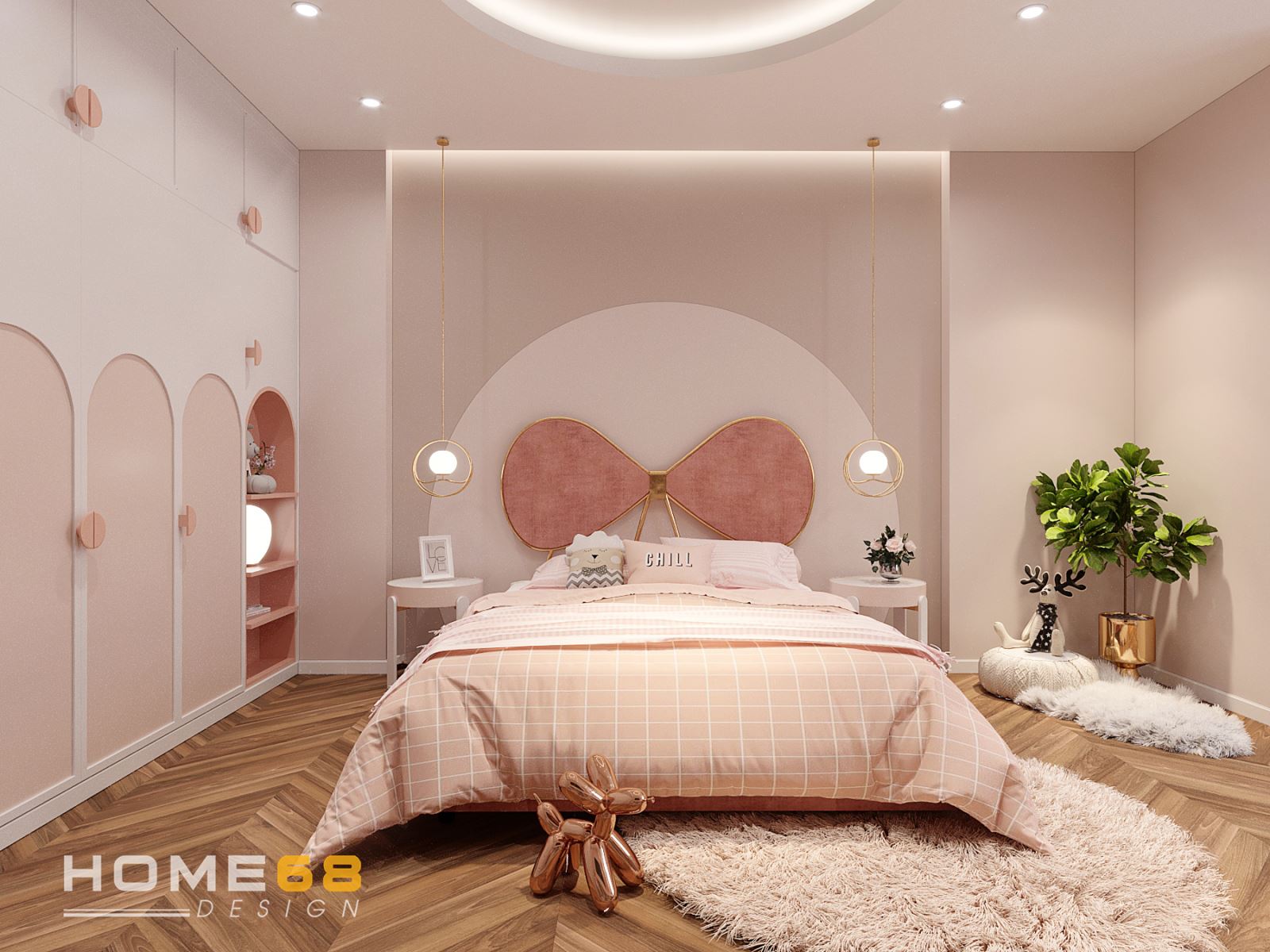 Thiết kế nội thất phòng ngủ con gái độc đáo, thu hút- HOME68