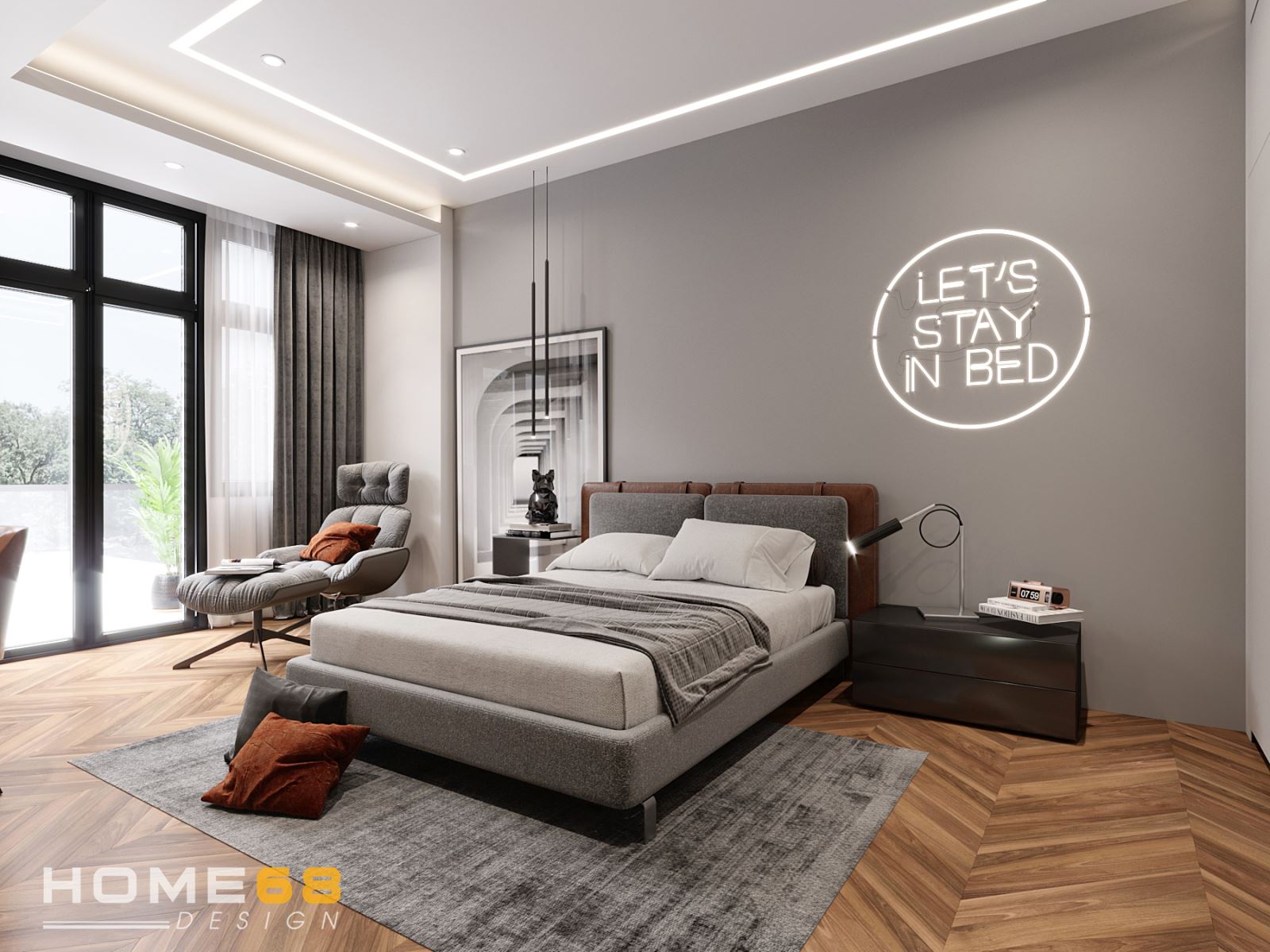 Thiết kế nội thất phòng ngủ con trai tiện nghi, hiện đại- HOME68