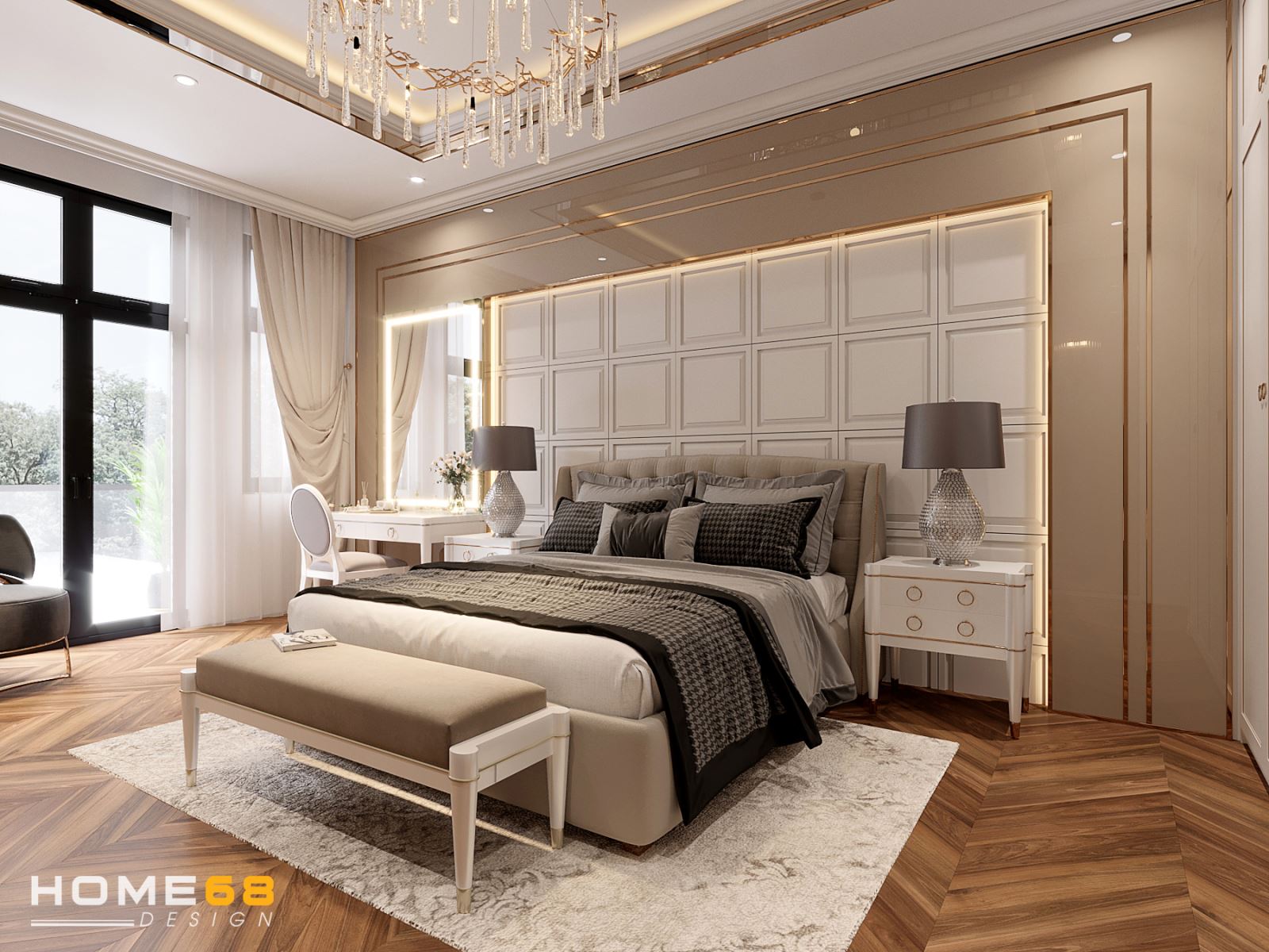 Phòng ngủ thiết kế theo xu hướng tân cổ điển