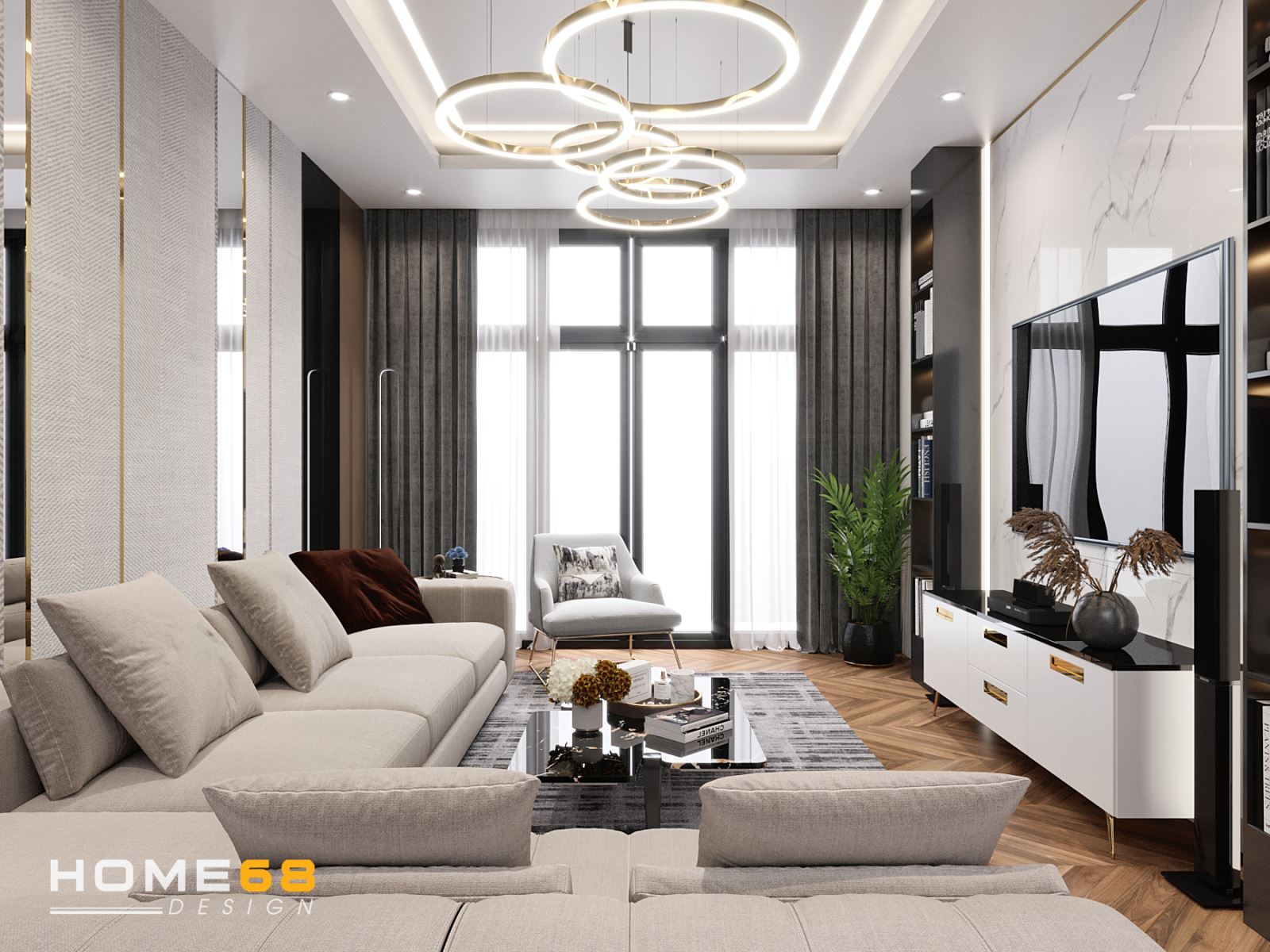 HOME68 thiết kế nội thất phòng sinh hoạt chung hiện đại, tinh tế