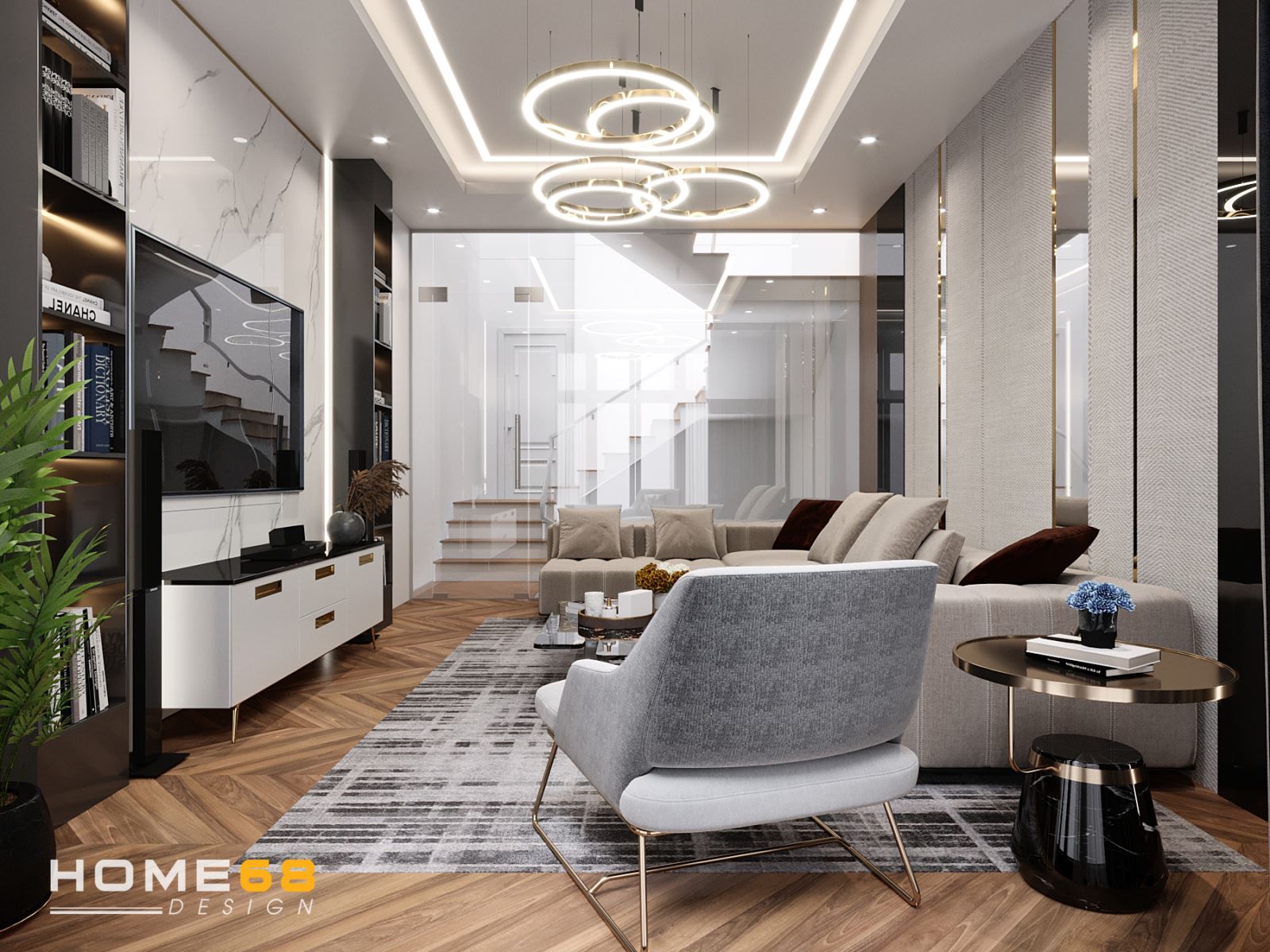 Mẫu thiết kế phòng sinh hoạt chung cho nhà phố độc đáo, cuốn hút- HOME68