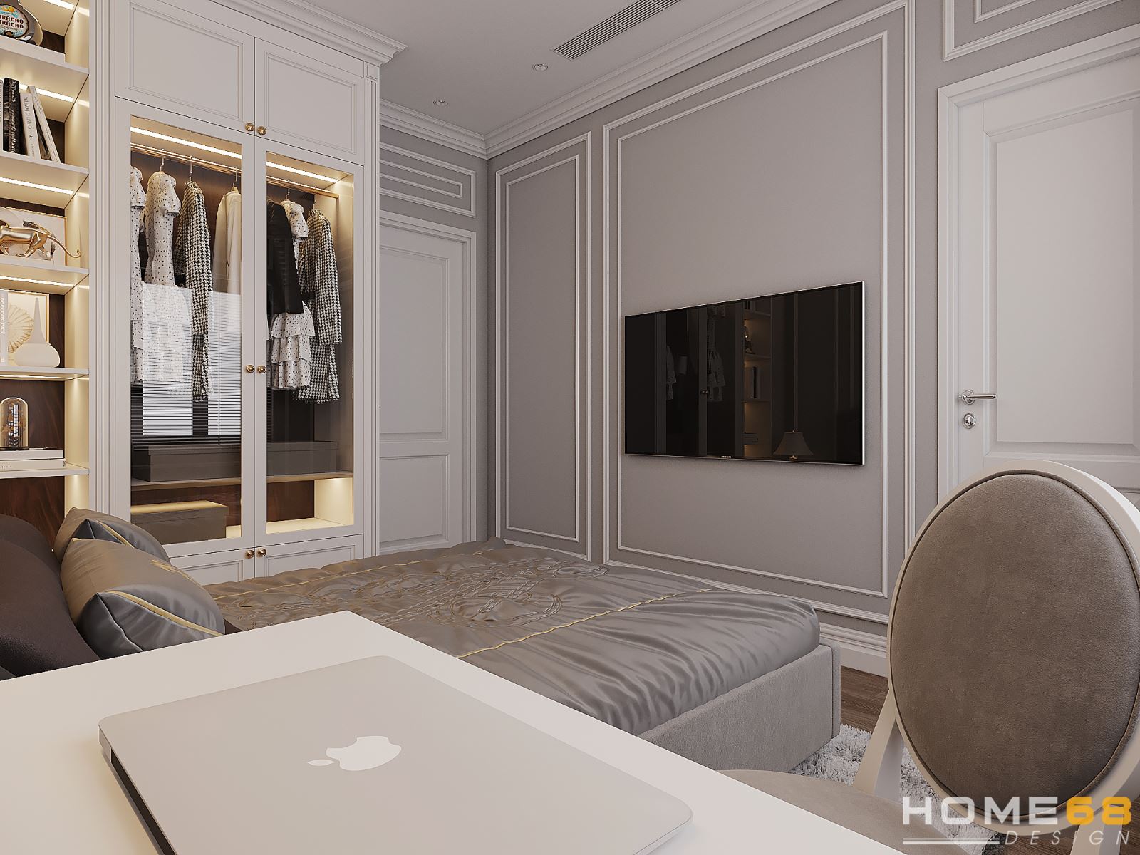 Mẫu thiết kế phòng ngủ tân cổ điển sang trọng, tiện nghi- HOME68