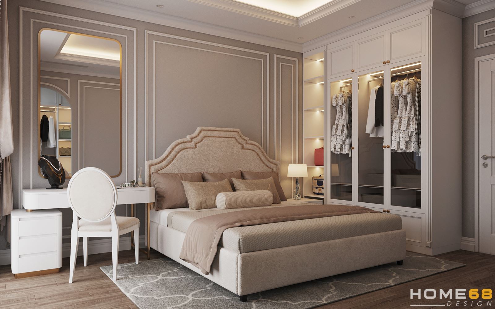 Dự án thiết kế phòng ngủ tân cổ điển đẹp, tinh tế của HOME68