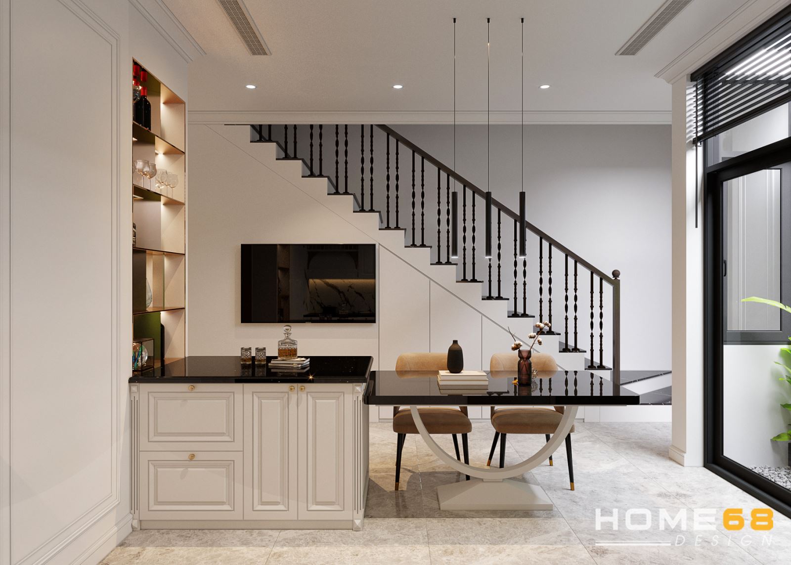 HOME68 thiết kế nội thất phòng bếp tân cổ điển tiện nghi, ấm cúng